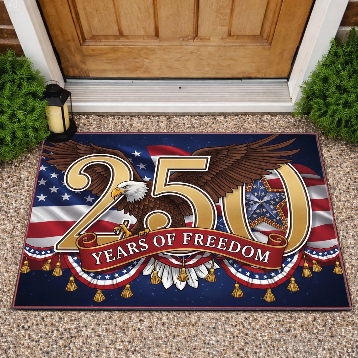 Bald Eagle American Flag 1776-2026 - USA 250th Anniversary Years of Freedom Doormat - 1