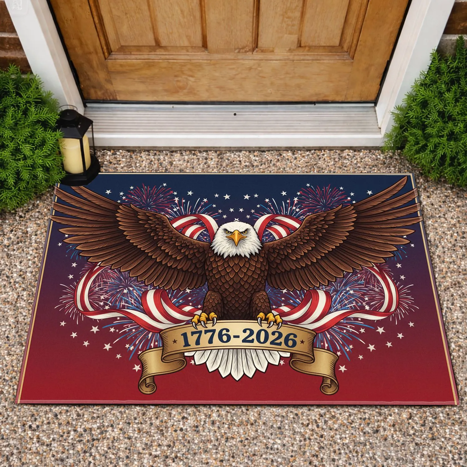 Bald Eagle Fireworks American Flag 1776-2026 - USA 250th Anniversary Independence Day Doormat - 1