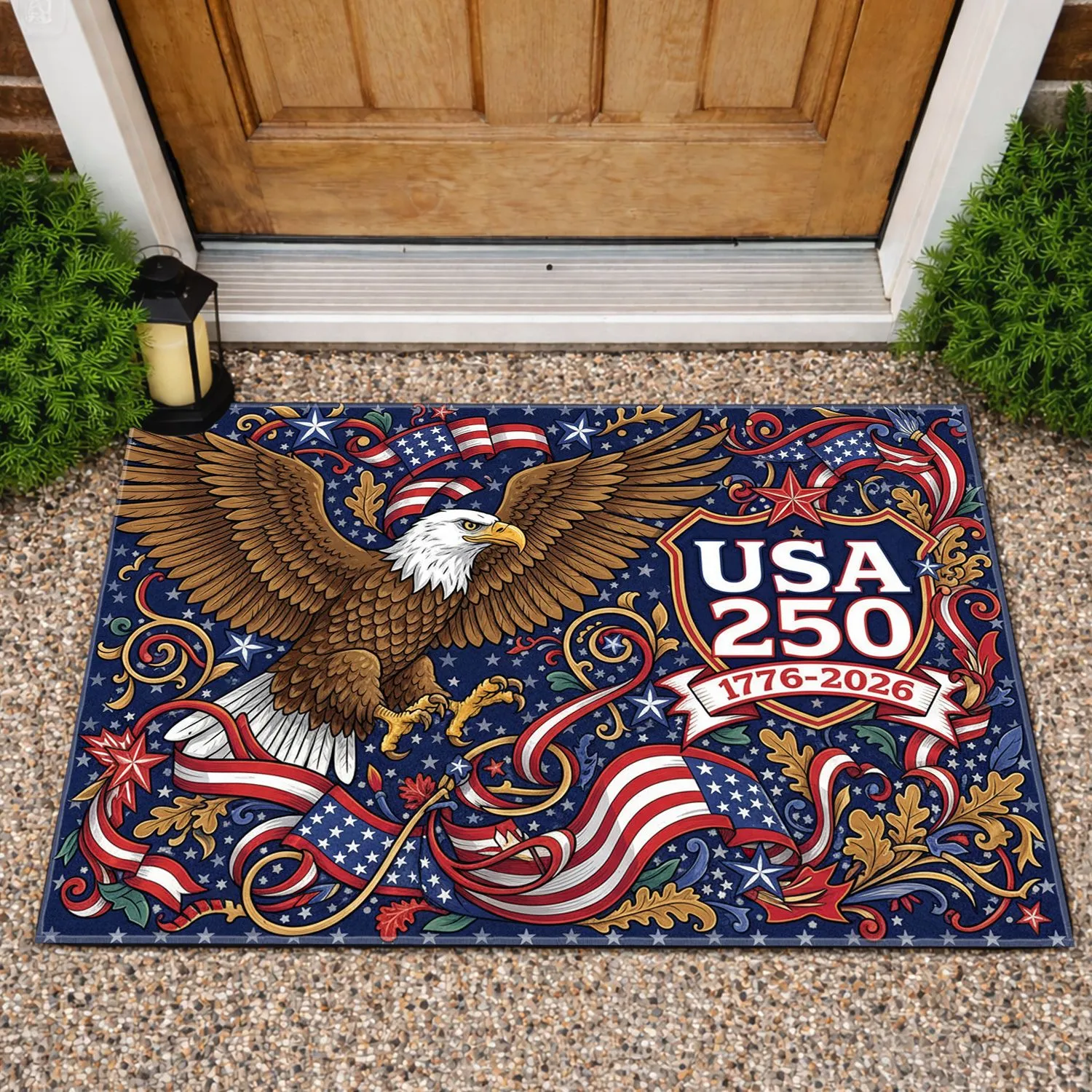 USA 250 Bald Eagle American Flag 1776-2026 - 250th Anniversary Independence Day Gift Doormat - 1