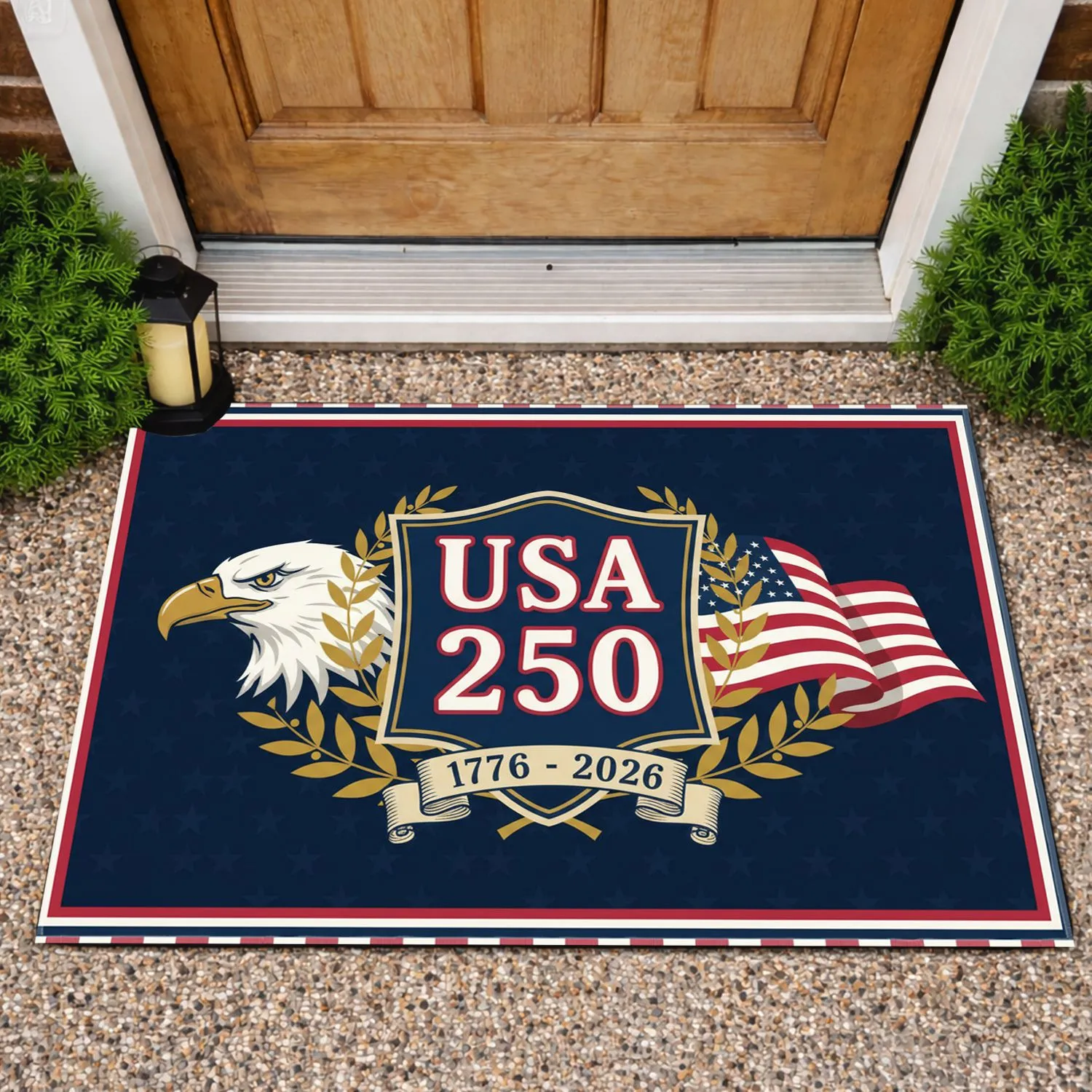 Bald Eagle American Flag 1776-2026 USA 250th Anniversary Independence Day Doormat - 1
