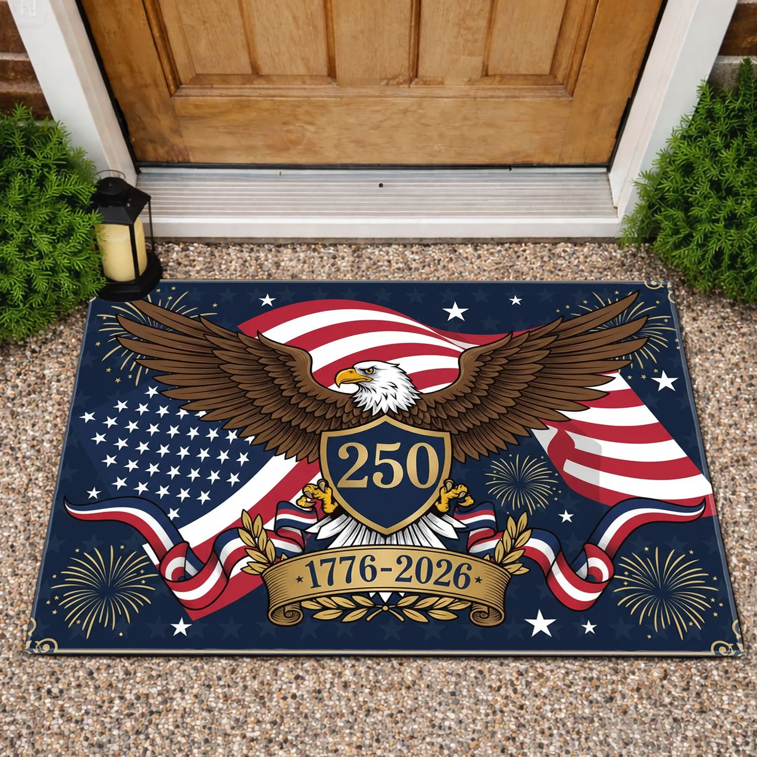Bald Eagle American Flag 1776-2026 - USA 250th Anniversary Patriotic Gift for Veterans Doormat - 1