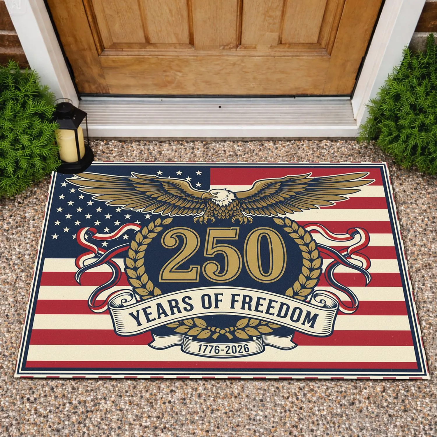 Bald Eagle American Flag 250th Anniversary - USA 1776-2026 Years of Freedom Doormat - 1