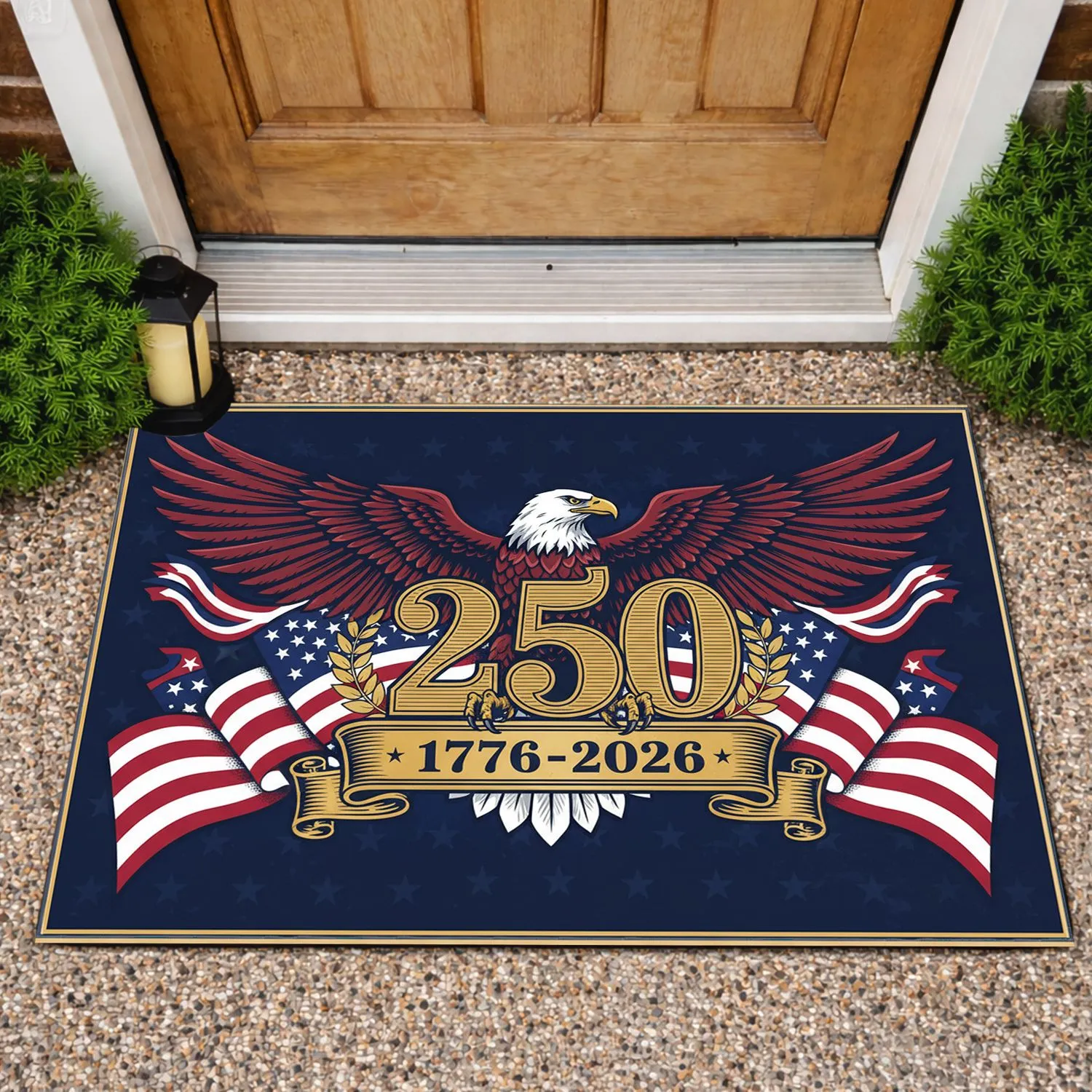 Bald Eagle American Flag 250th Anniversary 1776-2026 - USA Independence Day Pride Doormat - 1
