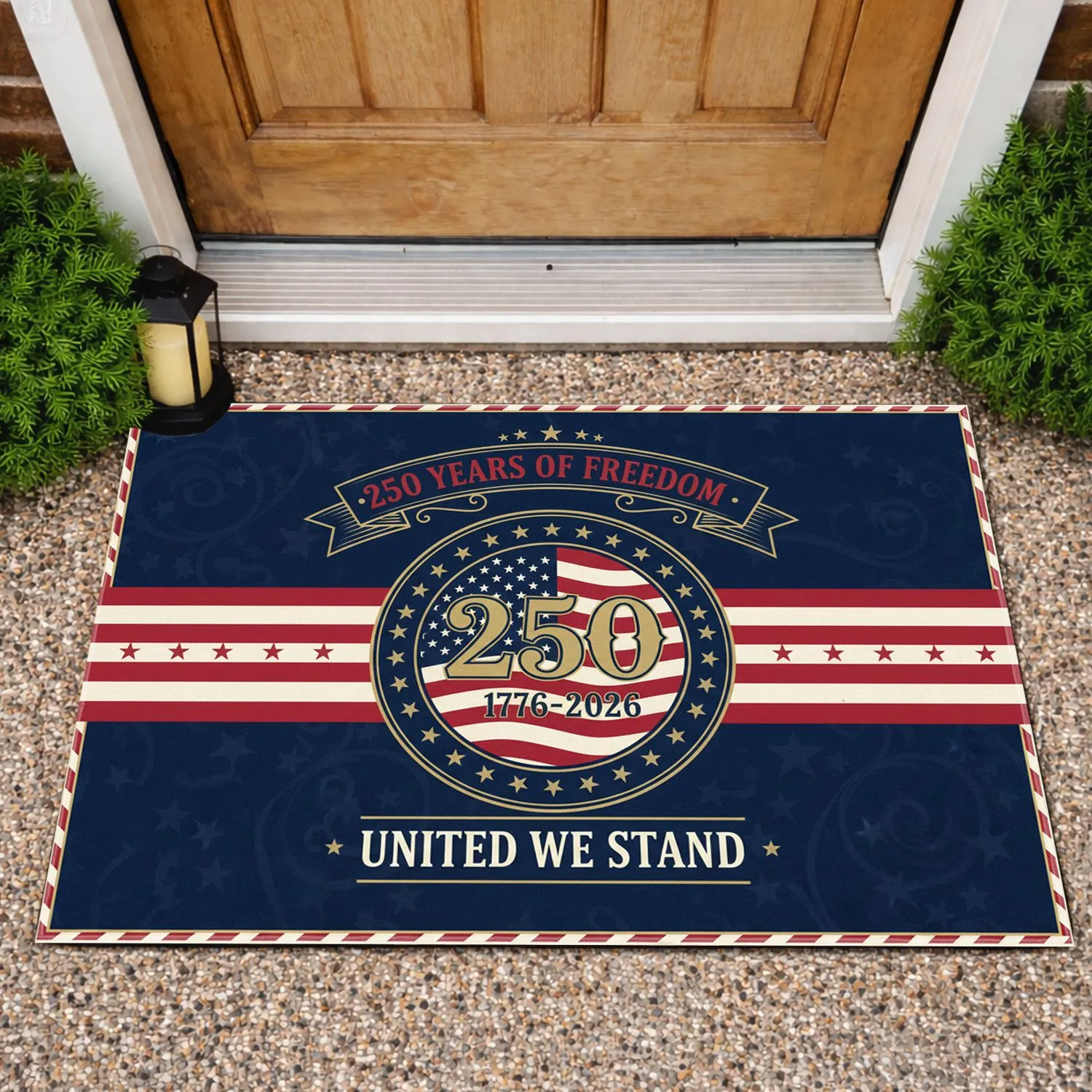 USA 250 Years of Freedom 1776-2026 American Flag Design - Independence Day Display Doormat - 1