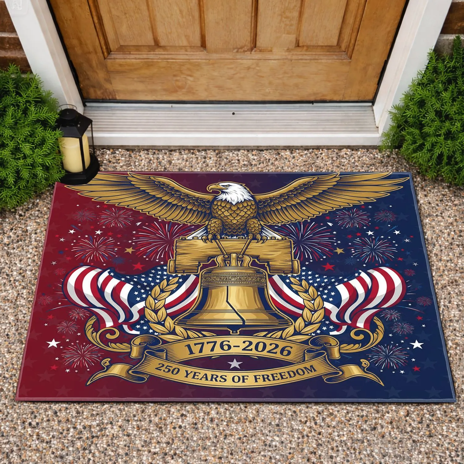 Bald Eagle Liberty Bell American Flag 1776-2026 - USA 250th Anniversary Celebration Doormat - 1