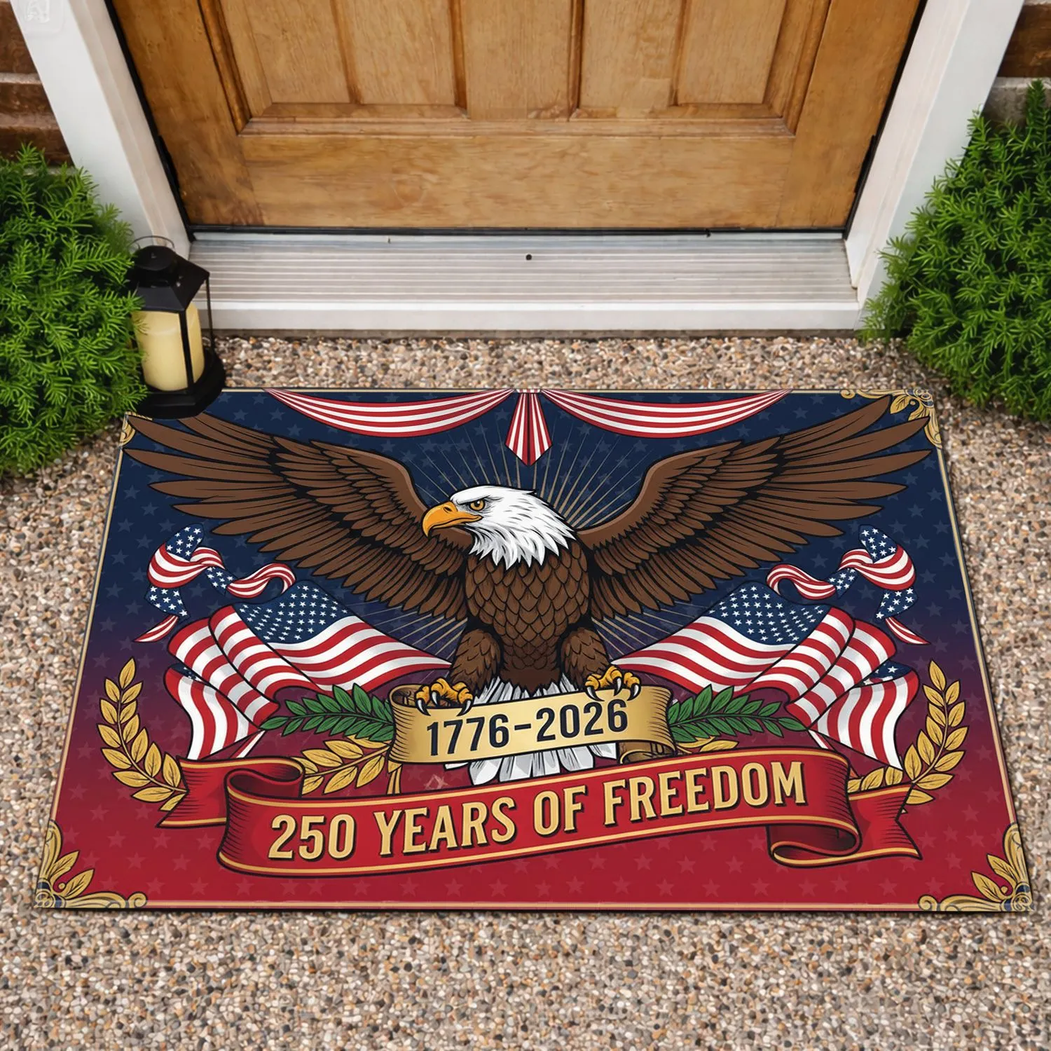 Bald Eagle American Flag 1776-2026 - USA 250th Anniversary Patriotic Gift for Veterans Doormat - 1