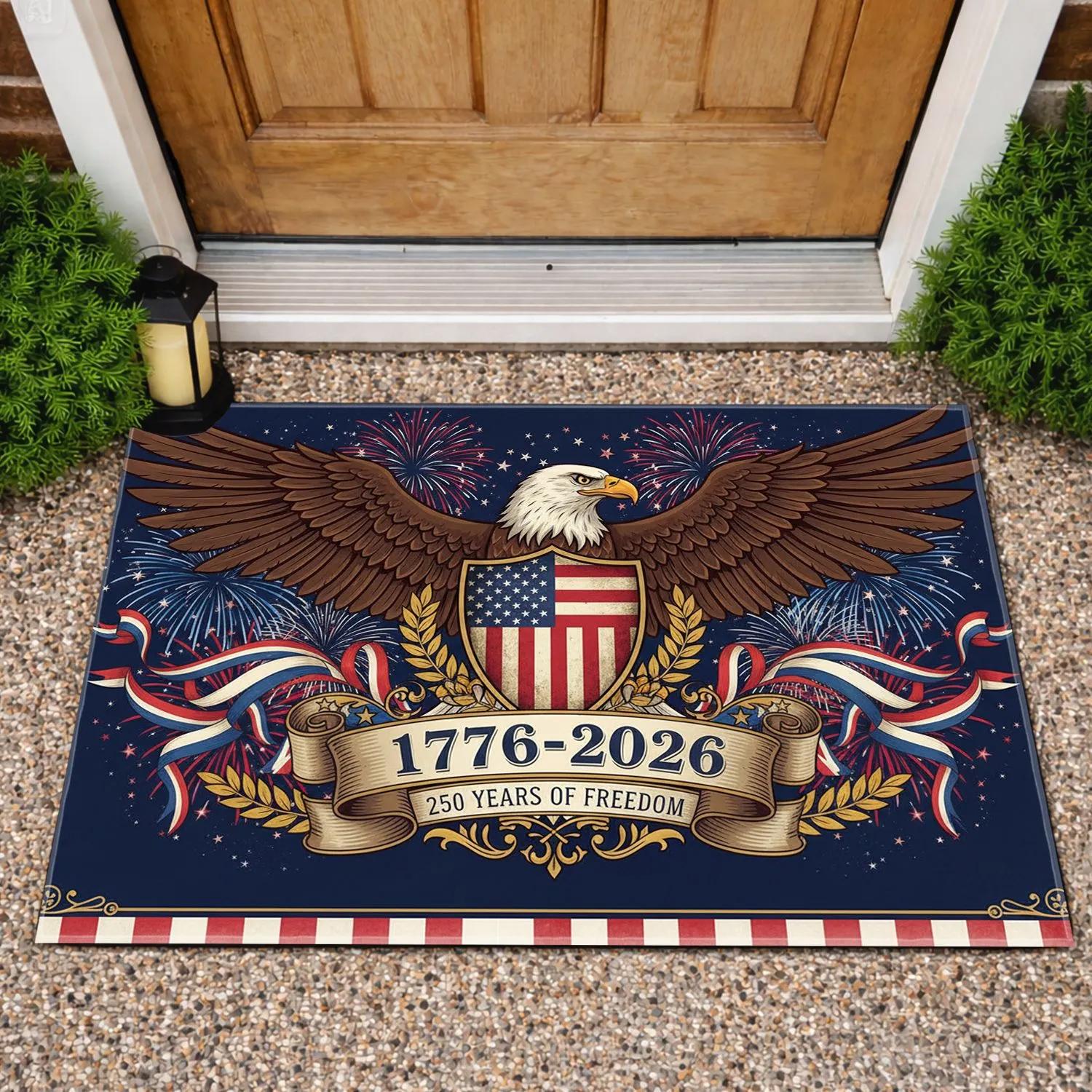 Bald Eagle American Flag 1776-2026 USA 250th Anniversary 250 Years of Freedom Doormat - 1
