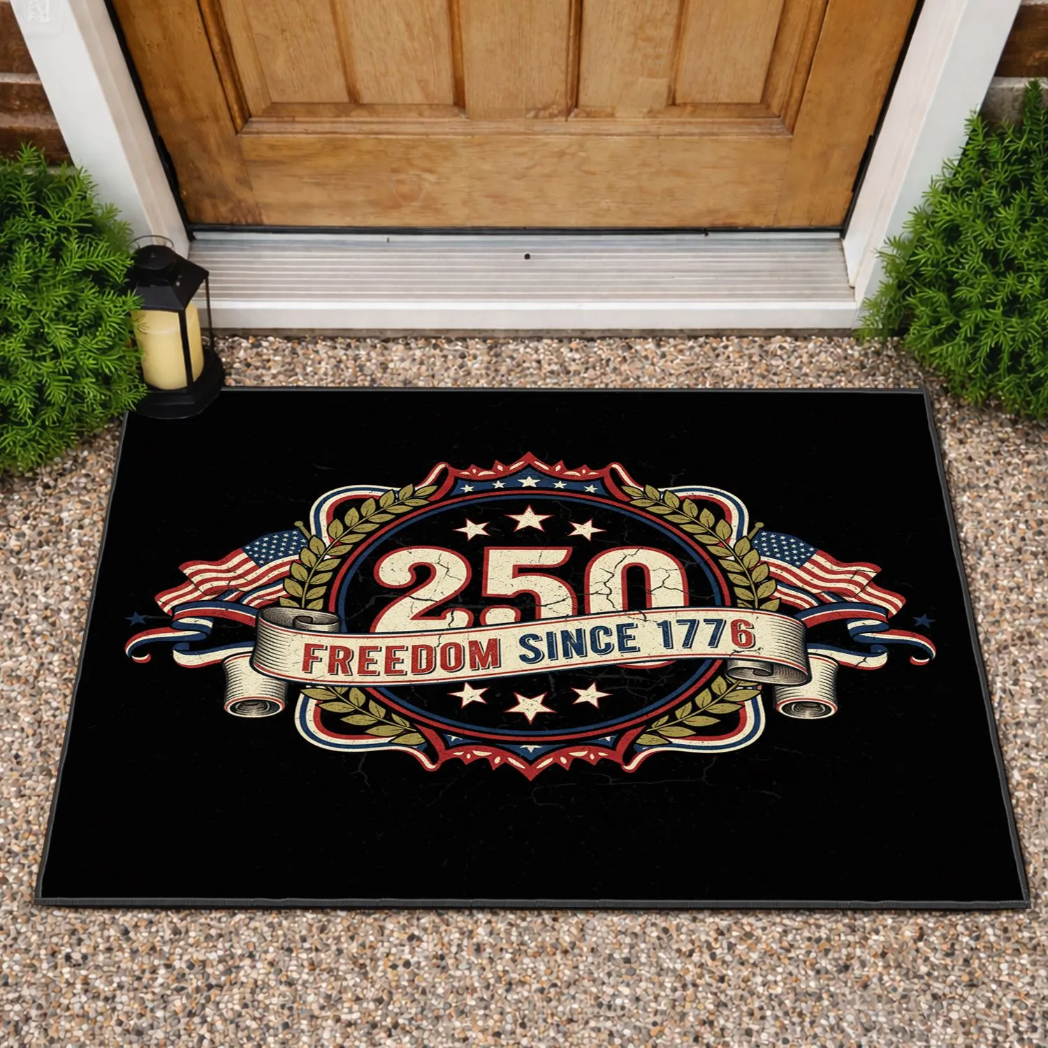 Star Spangled 250 Emblem Freedom 1776 Banner - USA 250th Anniversary Patriotic Flag 1776-2026 Doormat - 1