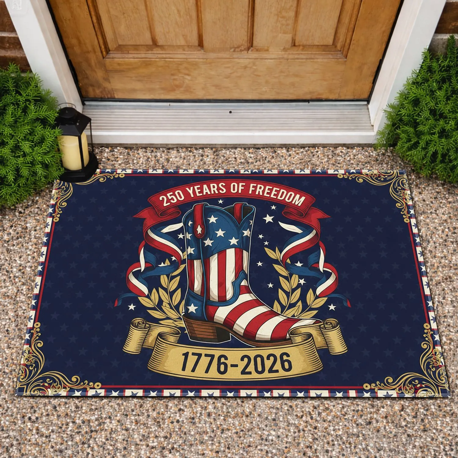 Patriotic Americana Cowboy Boot 1776-2026 - USA 250th Anniversary Freedom Celebration Doormat - 1