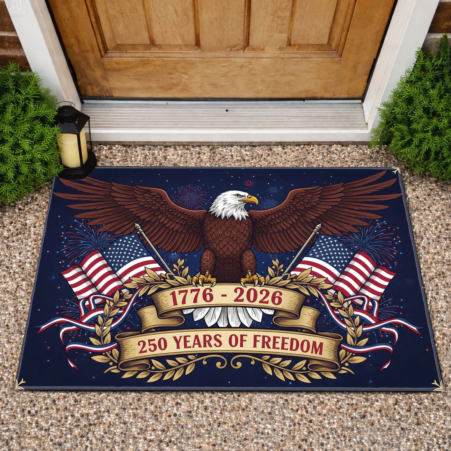 Bald Eagle American Flag 1776-2026 - USA 250th Anniversary Independence Day Gift for Veterans Doormat - 1