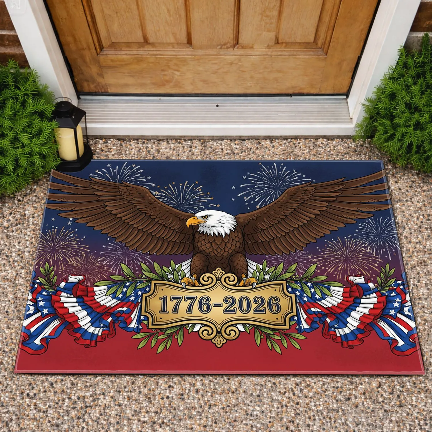 Bald Eagle American Flag 1776-2026 - USA 250th Anniversary Patriotic Gift for Veterans Doormat - 1
