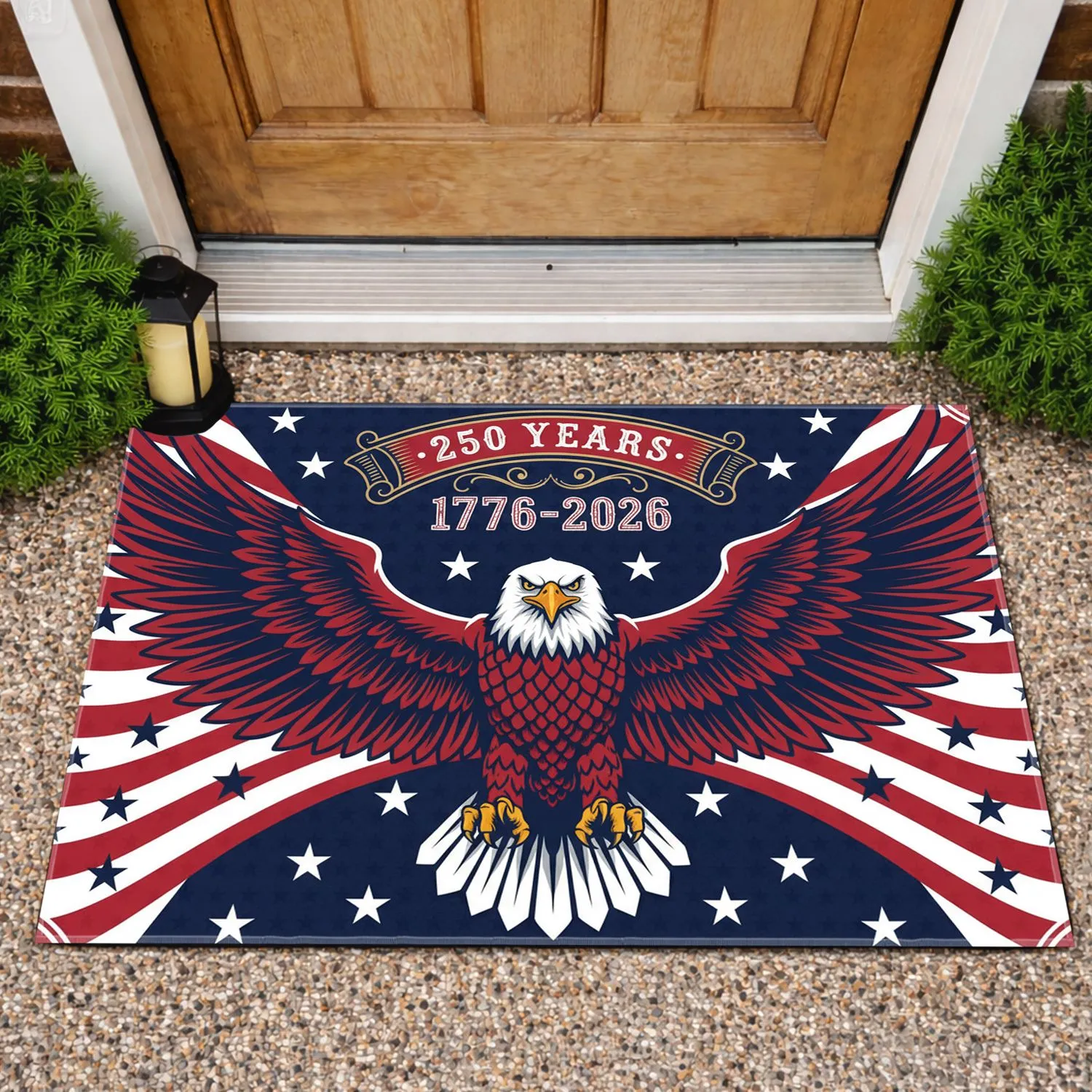 Bald Eagle American Flag 1776-2026 - USA 250th Anniversary Patriotic Gift for Veterans Doormat - 1