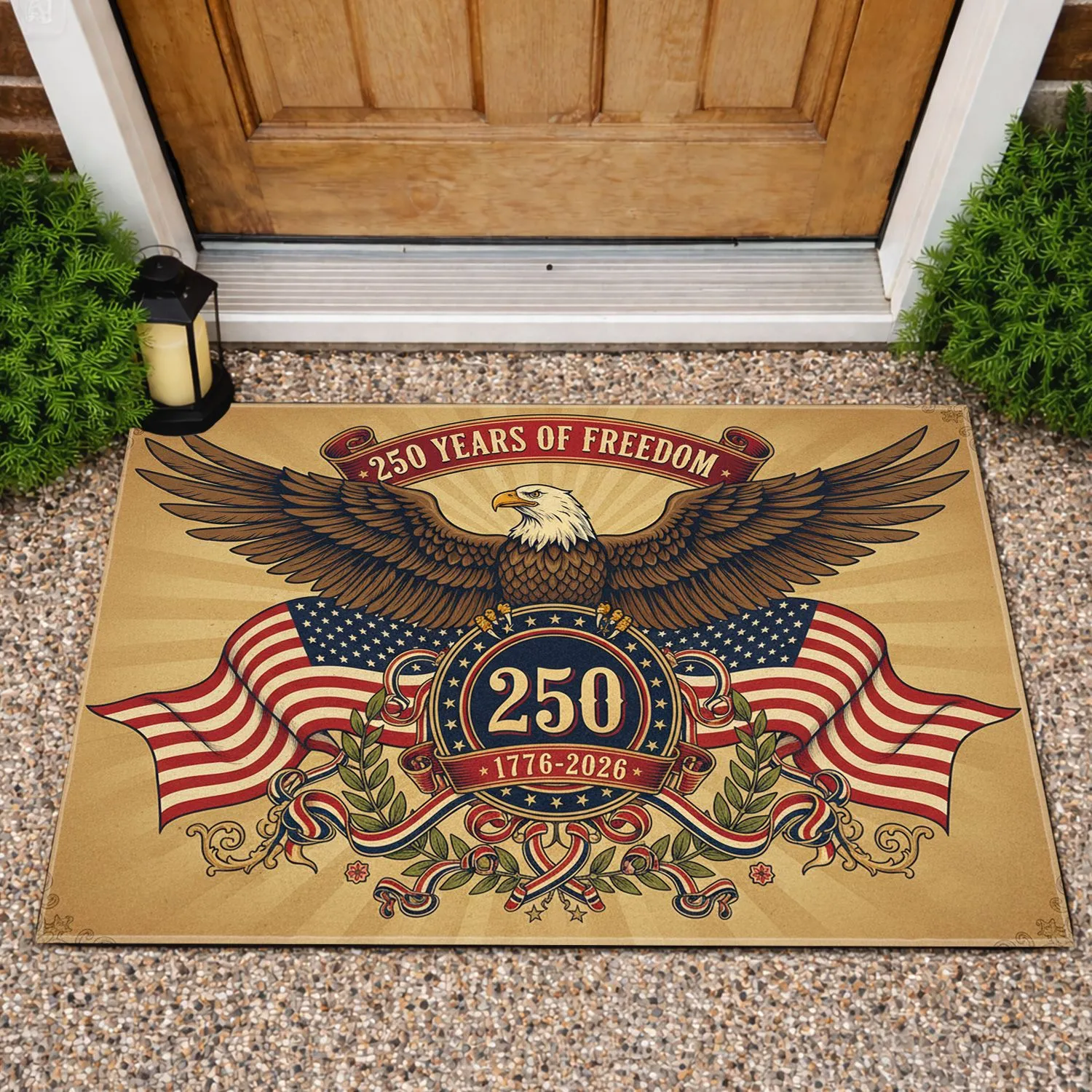 Bald Eagle American Flag 1776-2026 - USA 250 Years of Freedom Gift for Veterans Doormat - 1