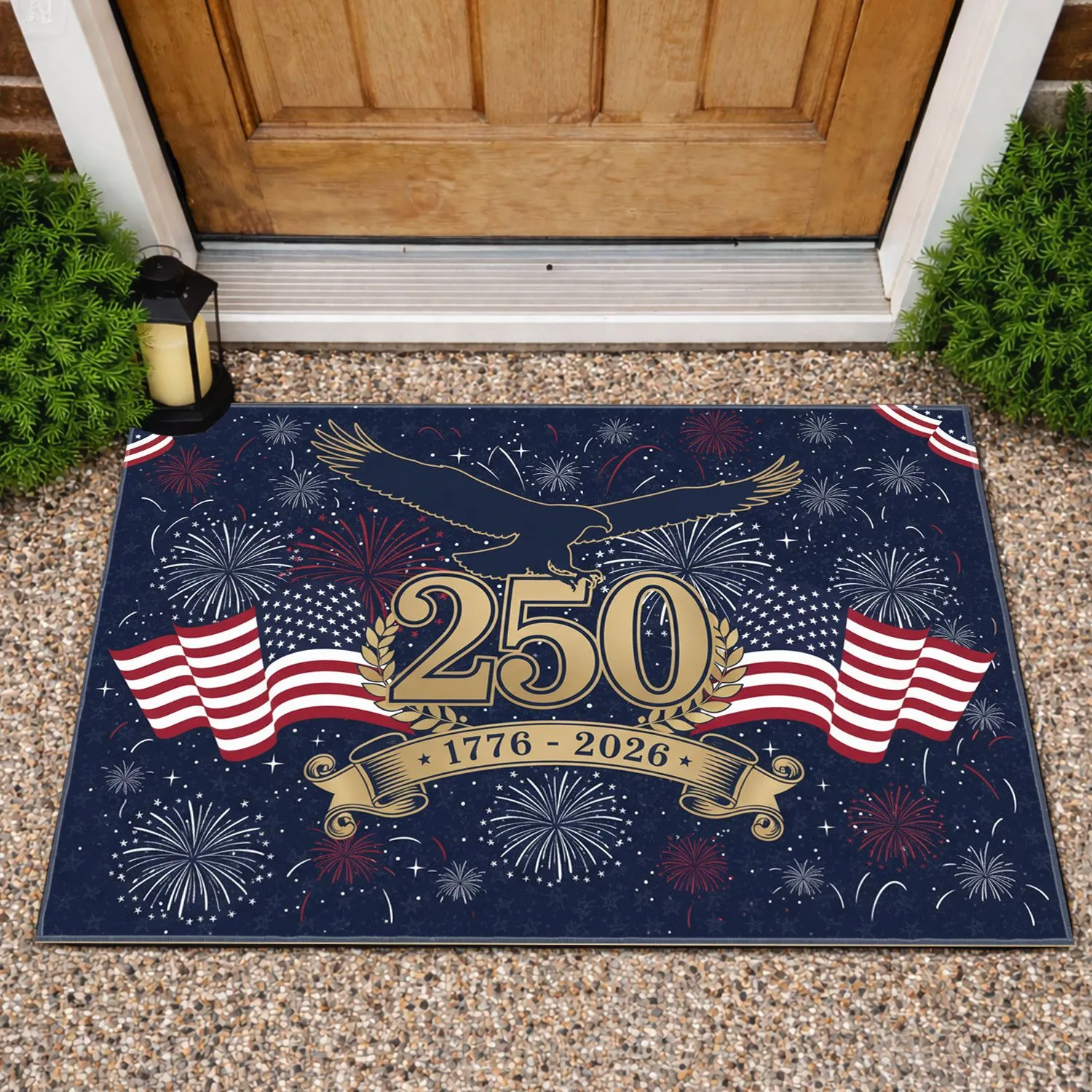 Bald Eagle American Flag 1776-2026 - USA 250th Anniversary Independence Day Doormat - 1