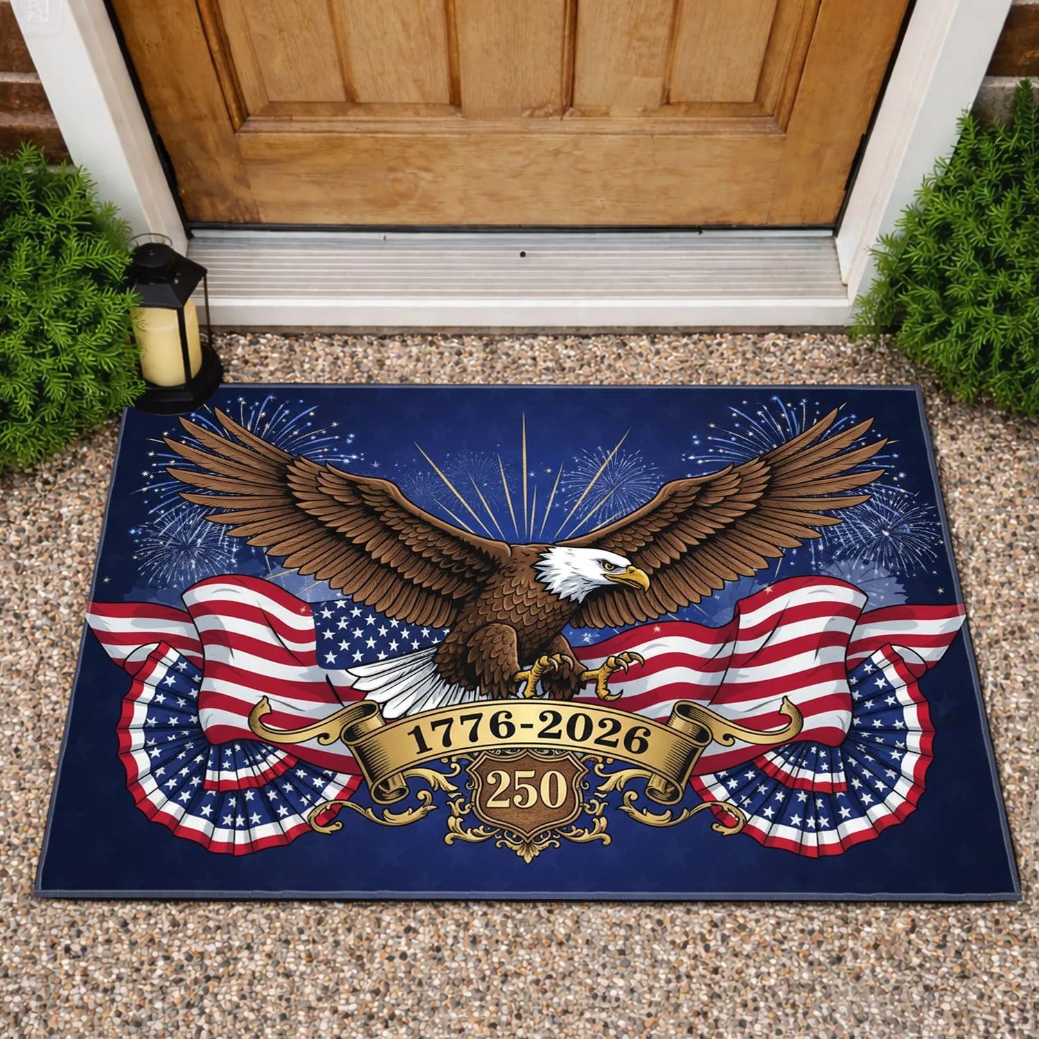 Bald Eagle American Flag 1776-2026 - USA 250th Anniversary Independence Day Decor Doormat - 1