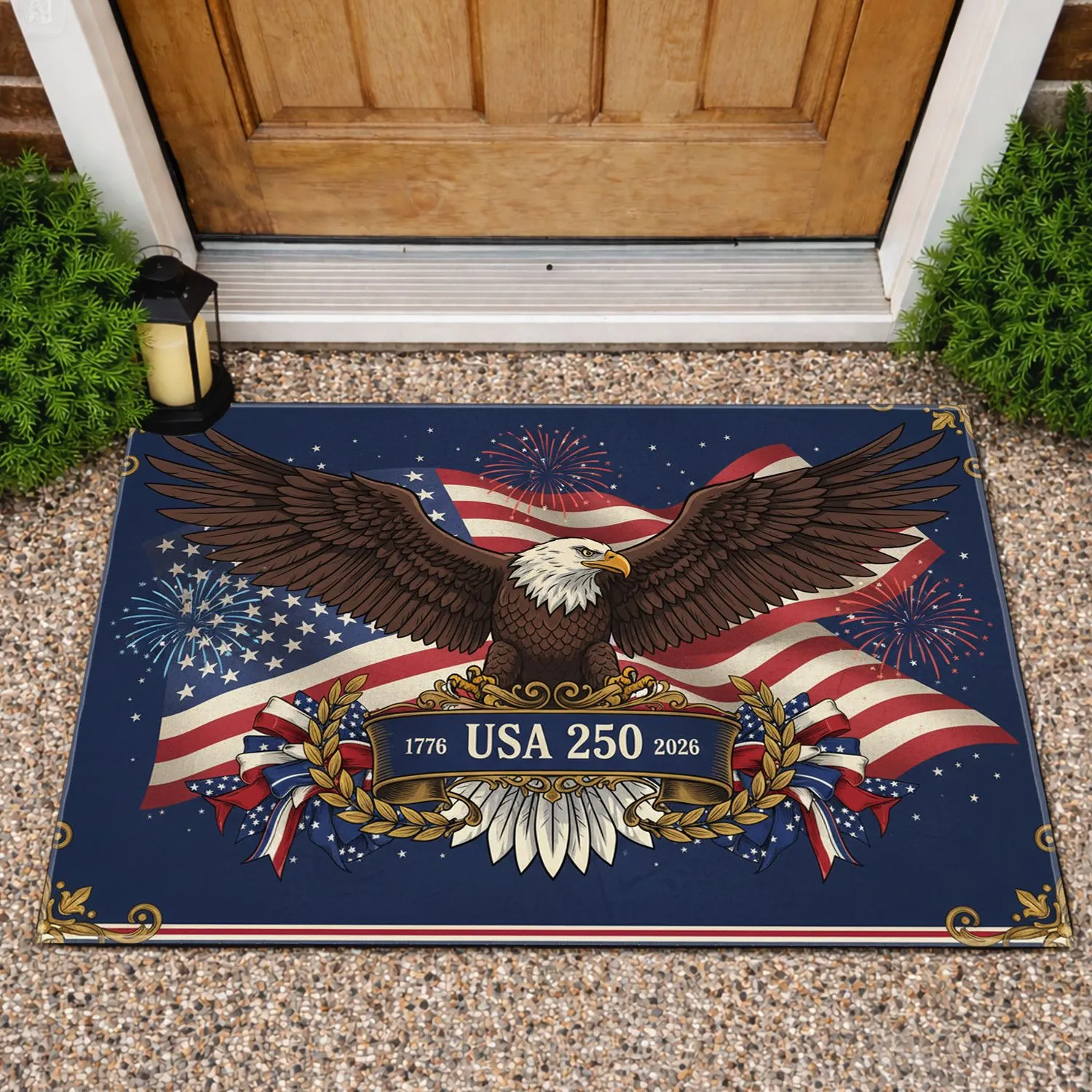 Bald Eagle American Flag 1776-2026 - USA 250th Anniversary Vintage Americana Doormat - 1