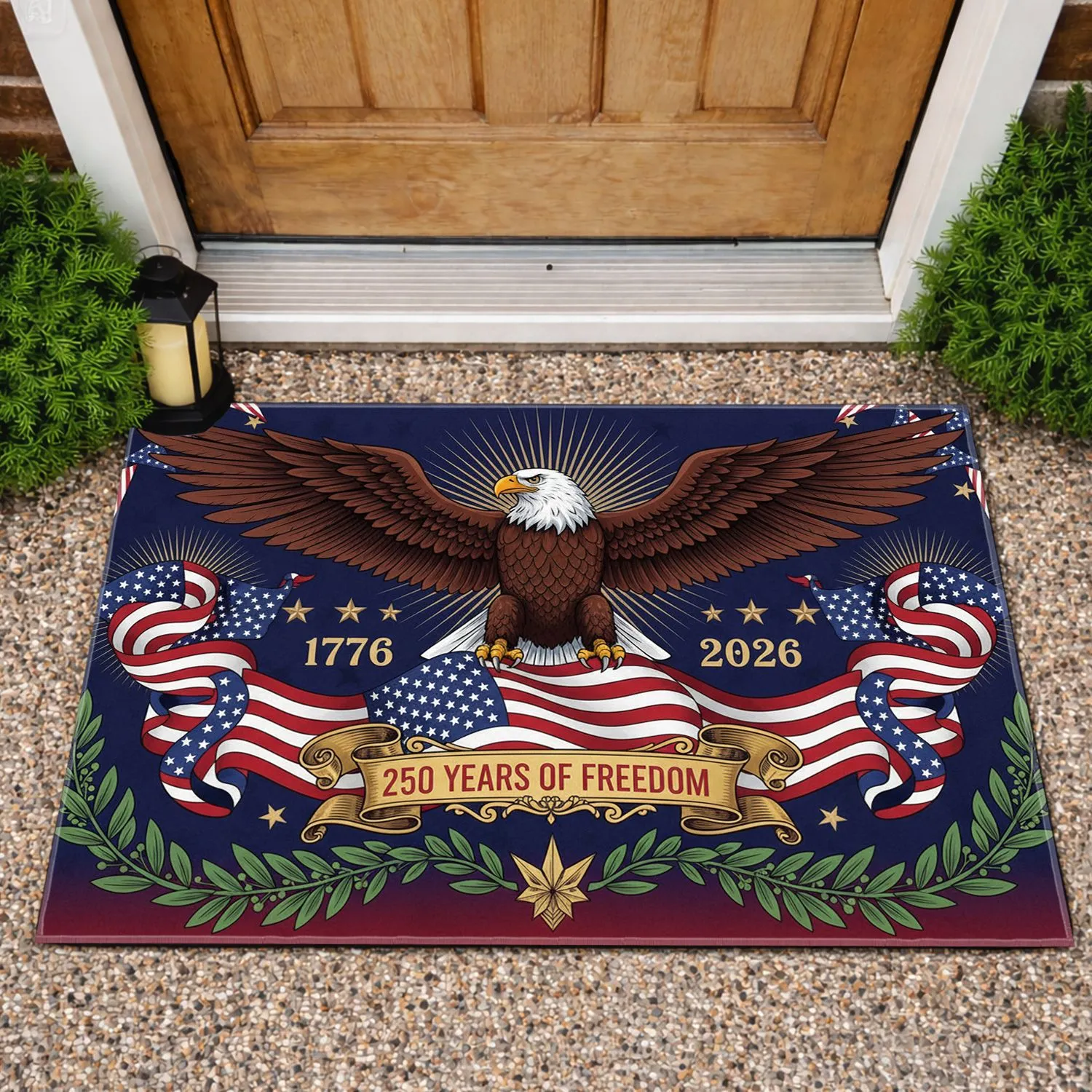 Bald Eagle American Flag 1776-2026 - USA 250 Years of Freedom Independence Day Gift for Dad Doormat - 1
