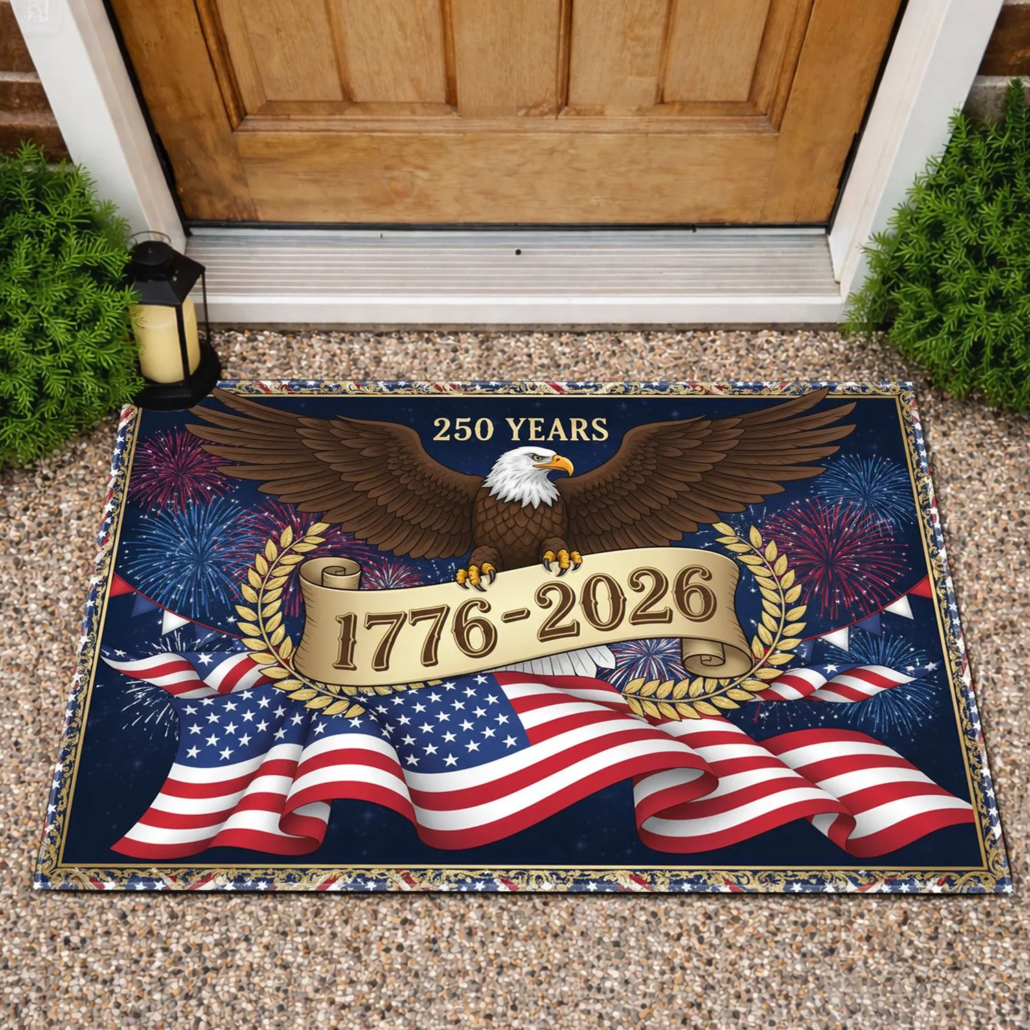 Bald Eagle American Flag 1776-2026 - USA 250th Anniversary Freedom Heritage Doormat - 1
