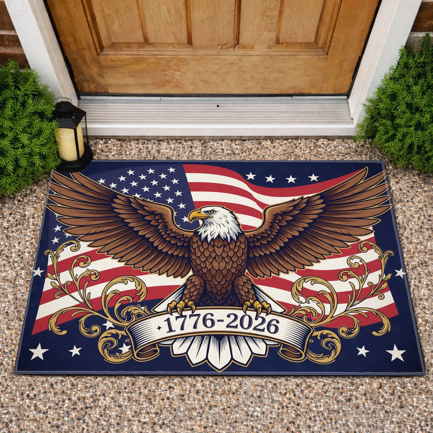 Bald Eagle American Flag 1776-2026 - USA 250th Anniversary Independence Day Doormat - 1