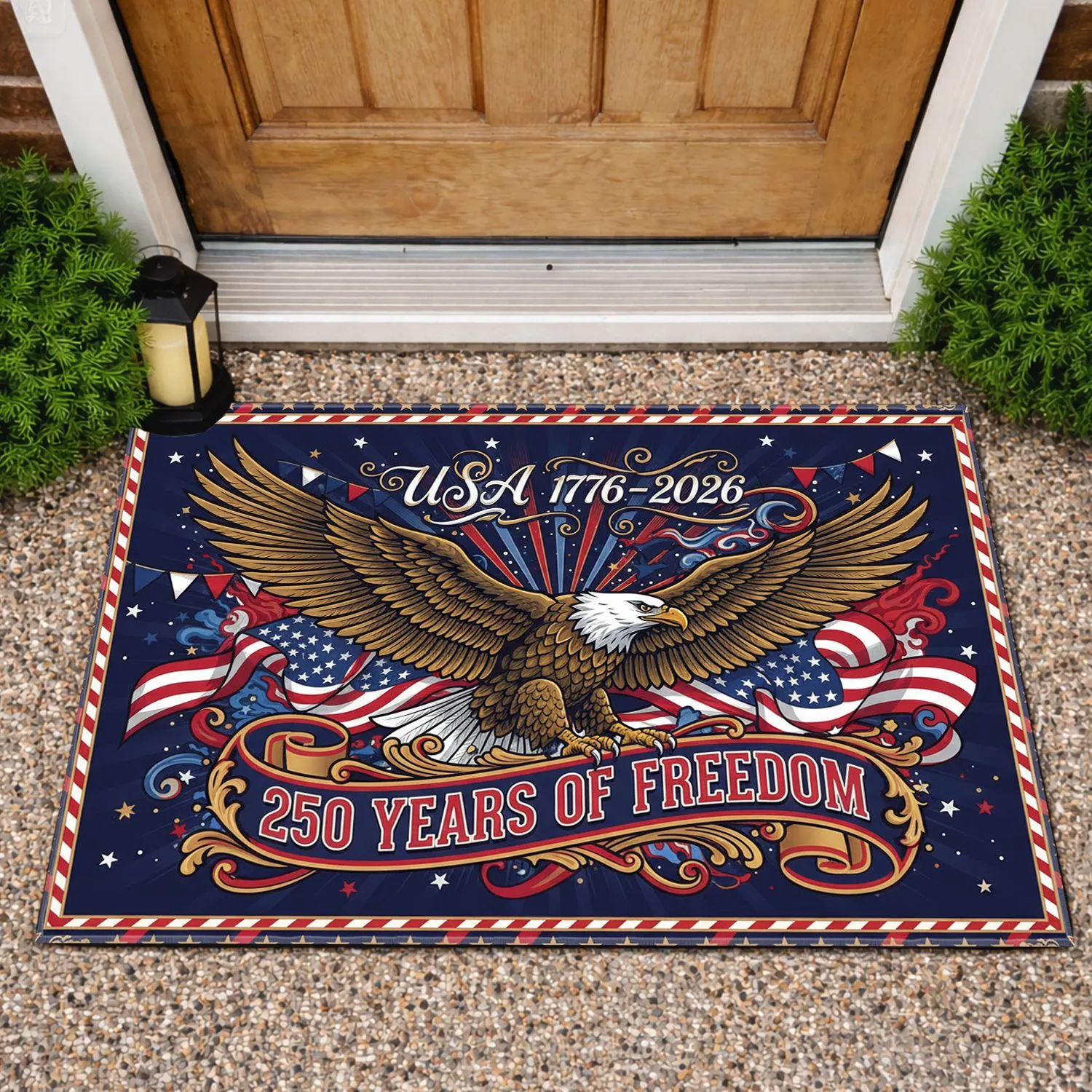 Bald Eagle American Flag 1776-2026 - USA 250th Anniversary Independence Day Gift for Veterans Doormat - 1