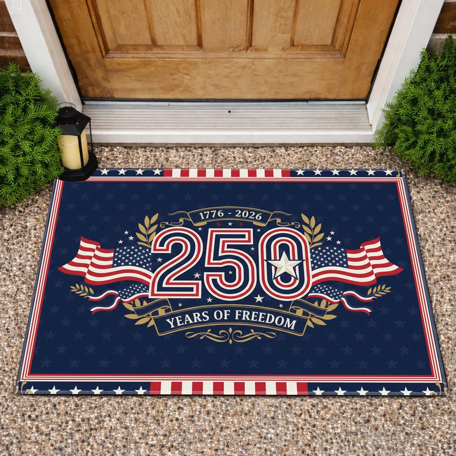 250 Years of Freedom Emblem American Flag 1776-2026 - USA 250th Anniversary Historic Doormat - 1