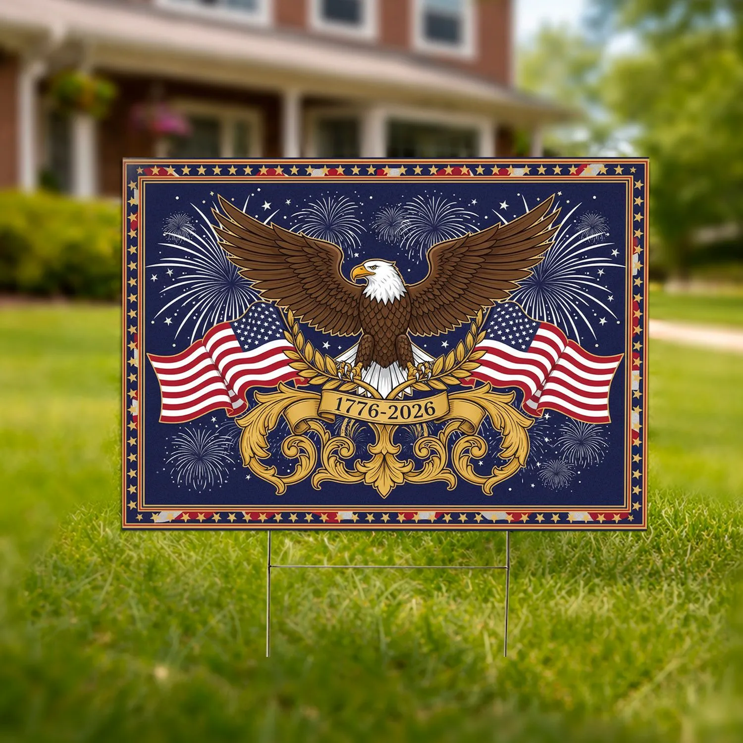 Bald Eagle American Flag 1776-2026 - USA 250th Anniversary Patriotic Gift for Veterans Yard Sign - 1