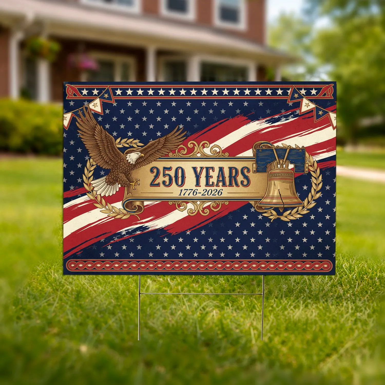 Bald Eagle Liberty Bell 1776-2026 - USA 250th Anniversary Freedom Celebration Yard Sign - 1