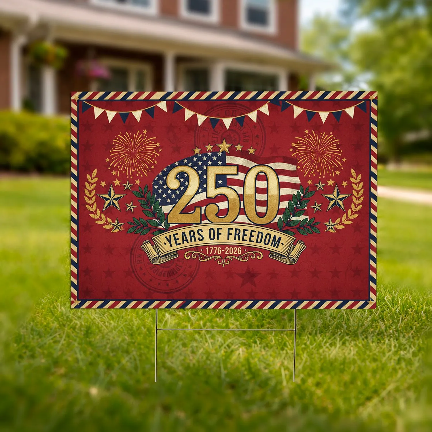 250 Years of Freedom American Flag 1776-2026 - USA 250th Anniversary Patriotic Design Yard Sign - 1