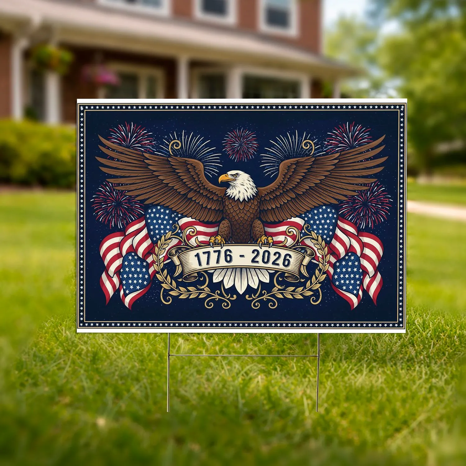 Bald Eagle American Flag 1776-2026 - USA 250th Anniversary Independence Day for Veterans Yard Sign - 1