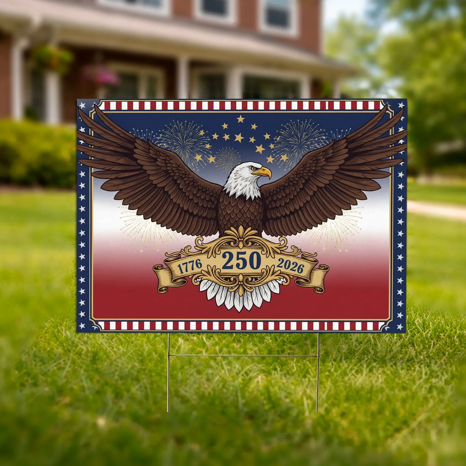 Bald Eagle American Flag 1776-2026 - USA 250th Anniversary Celebration Yard Sign - 1
