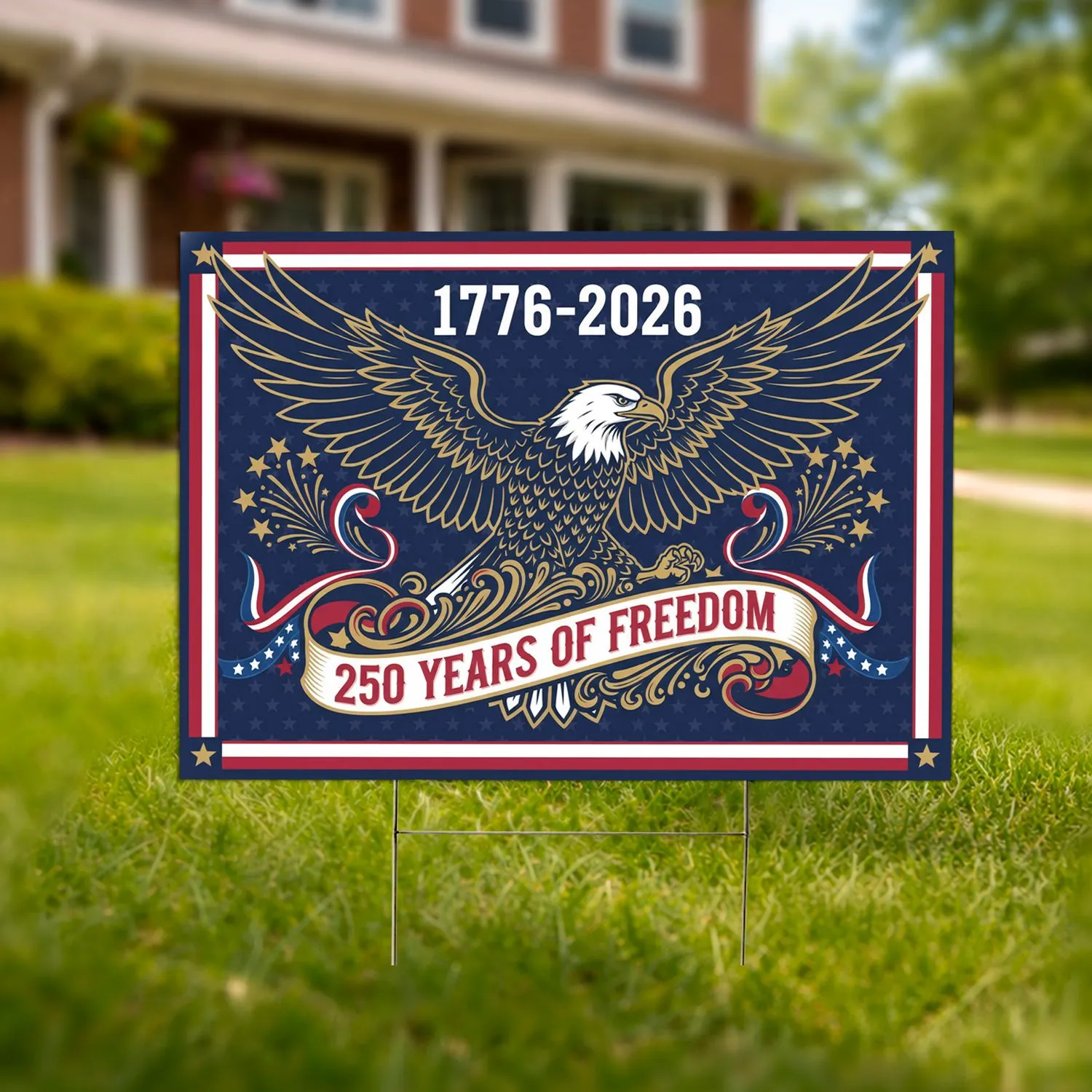 Bald Eagle 1776-2026 250 Years of Freedom - USA Patriotic Heritage Celebration Yard Sign - 1