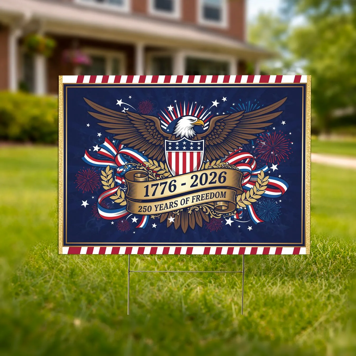 Bald Eagle American Flag 1776-2026 - USA 250th Anniversary Independence Day Gift for Dad Yard Sign - 1