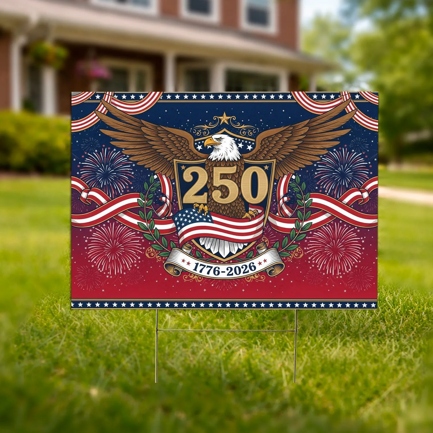 Bald Eagle American Flag 1776-2026 - USA 250th Anniversary Patriotic Gift for Veterans Yard Sign - 1