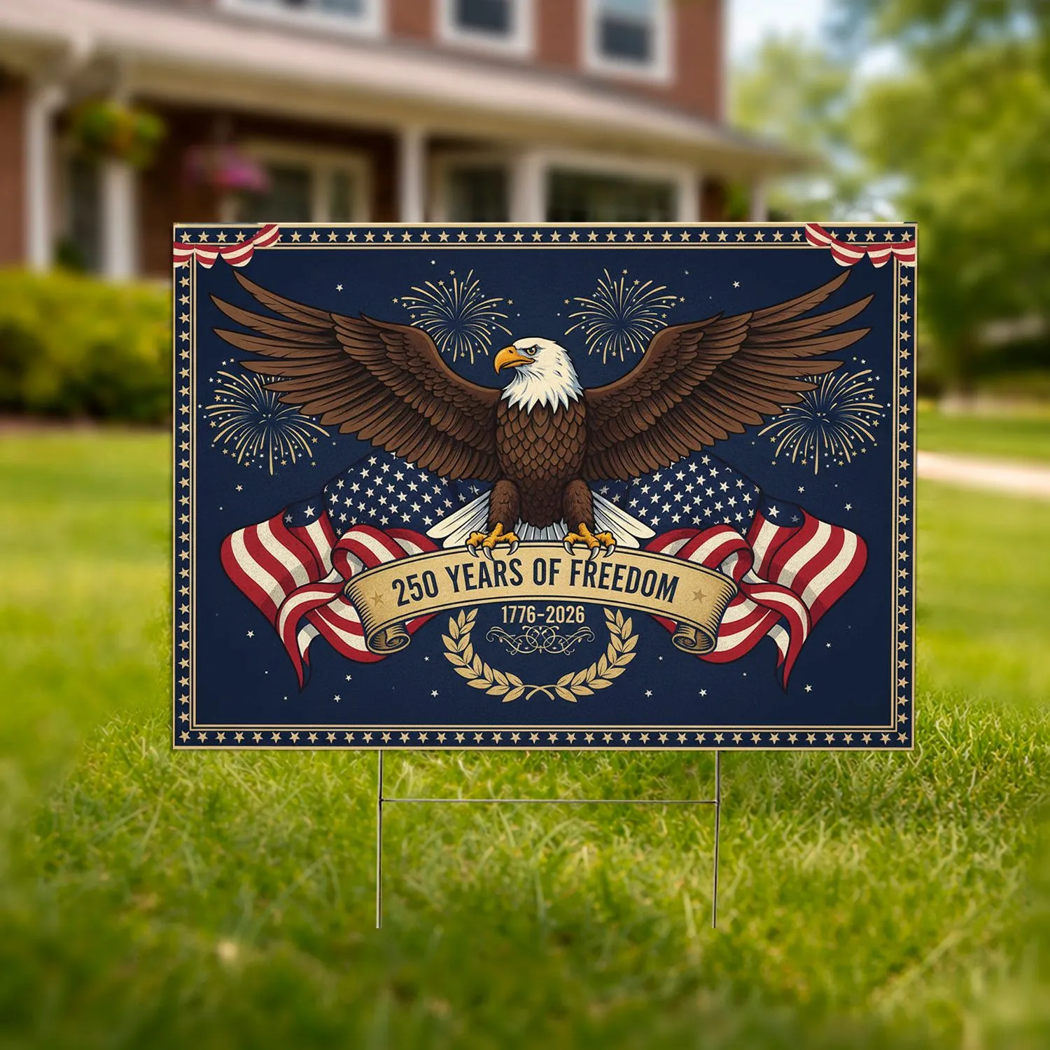 Bald Eagle American Flag 1776-2026 - USA 250th Anniversary Independence Day Gift for Dad Yard Sign - 1