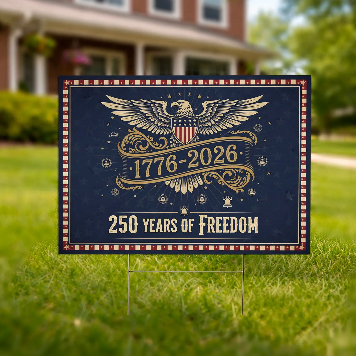 Bald Eagle Star-Spangled Shield 1776-2026 - USA 250 Years of Freedom Anniversary Yard Sign - 1