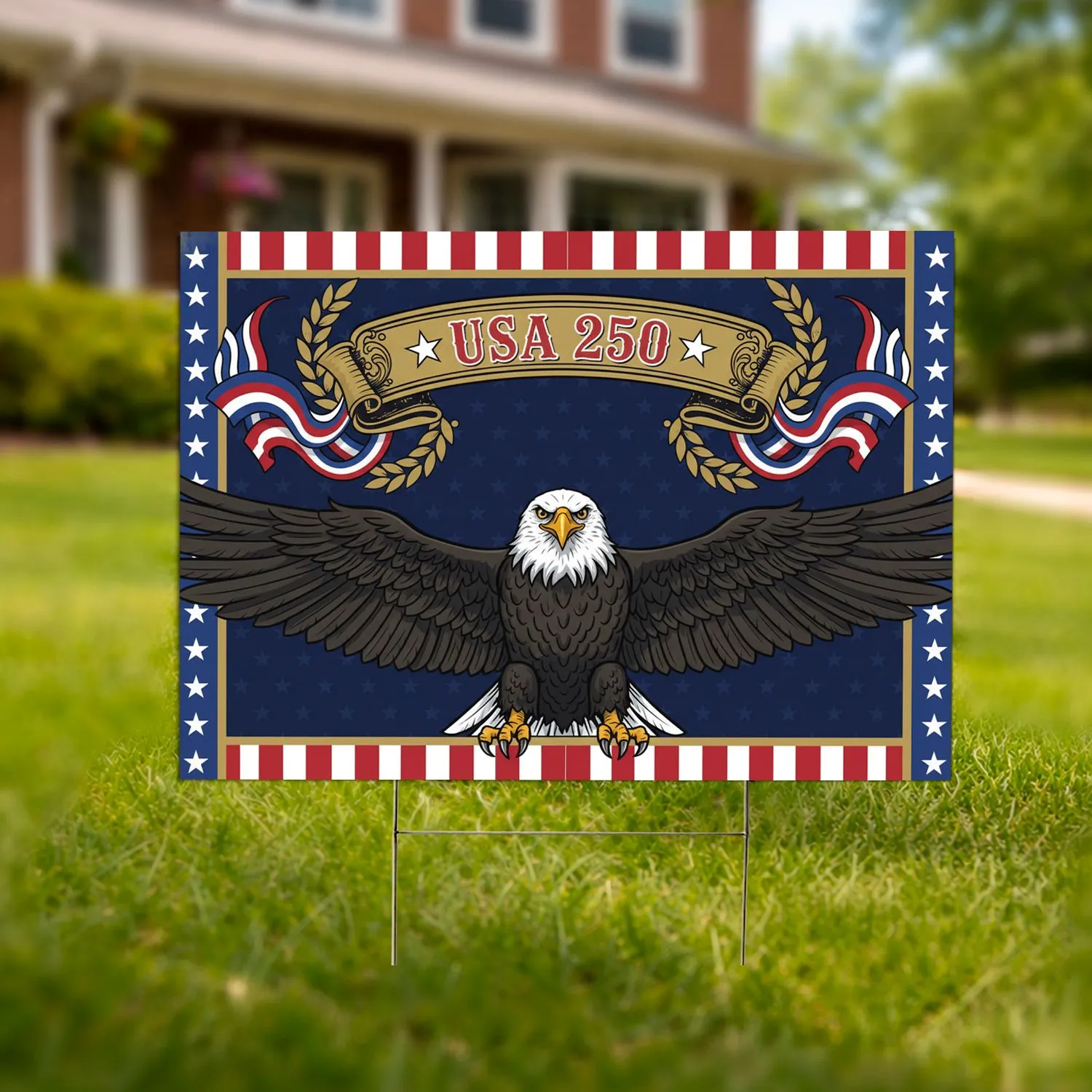 Bald Eagle USA 250 Anniversary 1776-2026 - Independence Day Freedom Celebration Yard Sign - 1