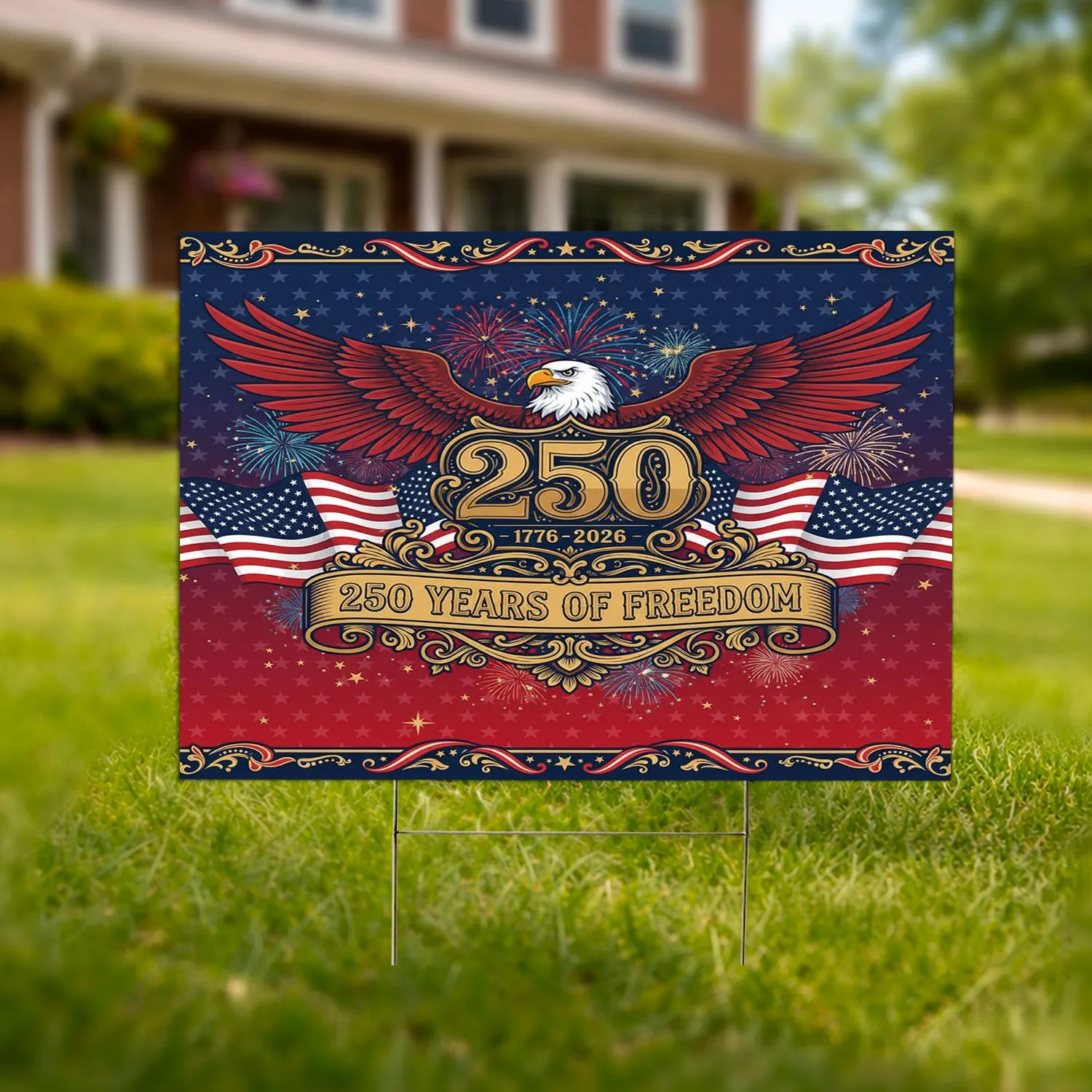 Bald Eagle American Flag 1776-2026 - USA 250th Anniversary Independence Day Gift for Veterans Yard Sign - 1