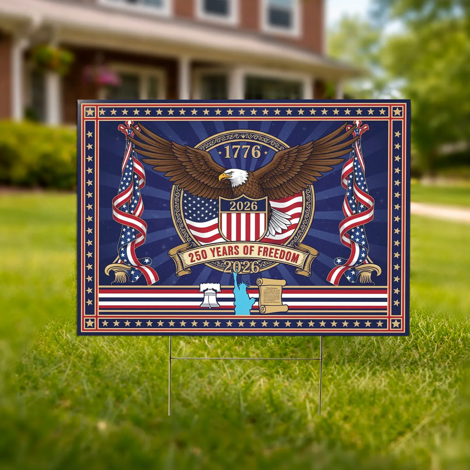 Bald Eagle American Flag 1776-2026 - USA 250th Anniversary Freedom Celebration Yard Sign - 1
