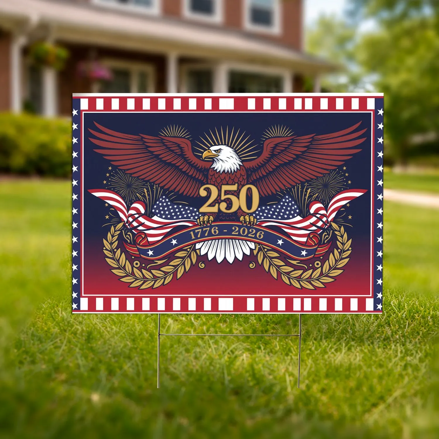 Bald Eagle American Flag 1776-2026 - USA 250th Anniversary Independence Day Gift Yard Sign - 1