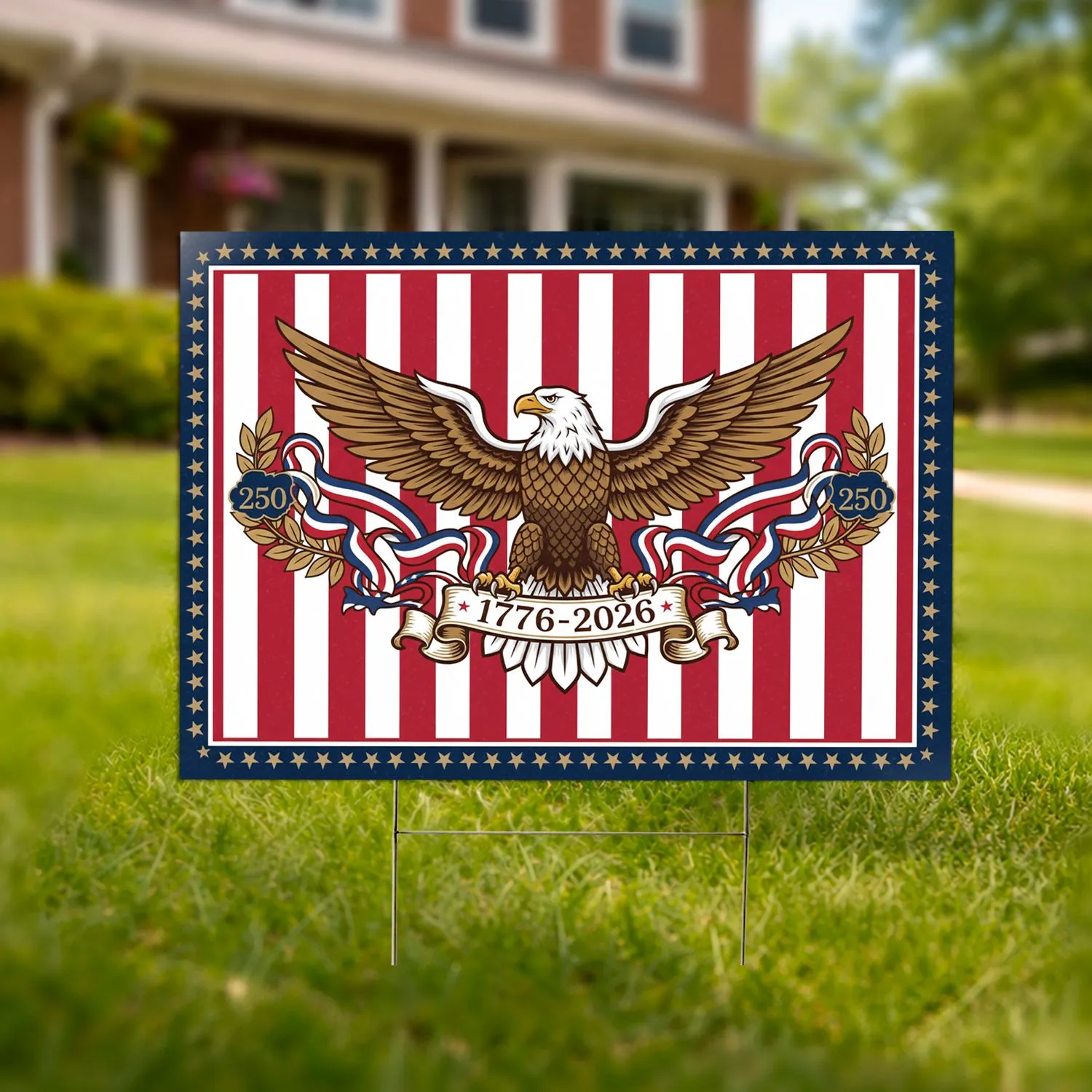 Bald Eagle American Flag 1776-2026 - USA 250th Anniversary Patriotic Gift for Veterans Yard Sign - 1