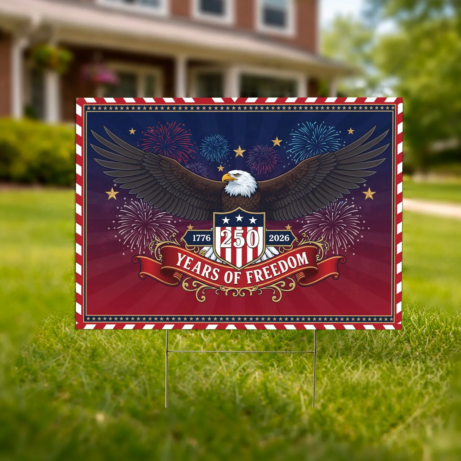 Bald Eagle American Flag 1776-2026 - USA 250th Anniversary Years of Freedom Gift for Veterans Yard Sign - 1