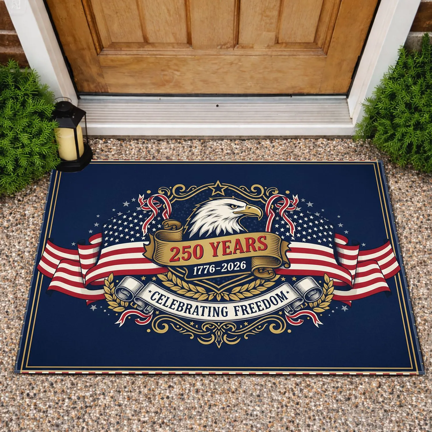 Bald Eagle American Flag 1776-2026 - USA 250th Anniversary Freedom Celebration Doormat - 1