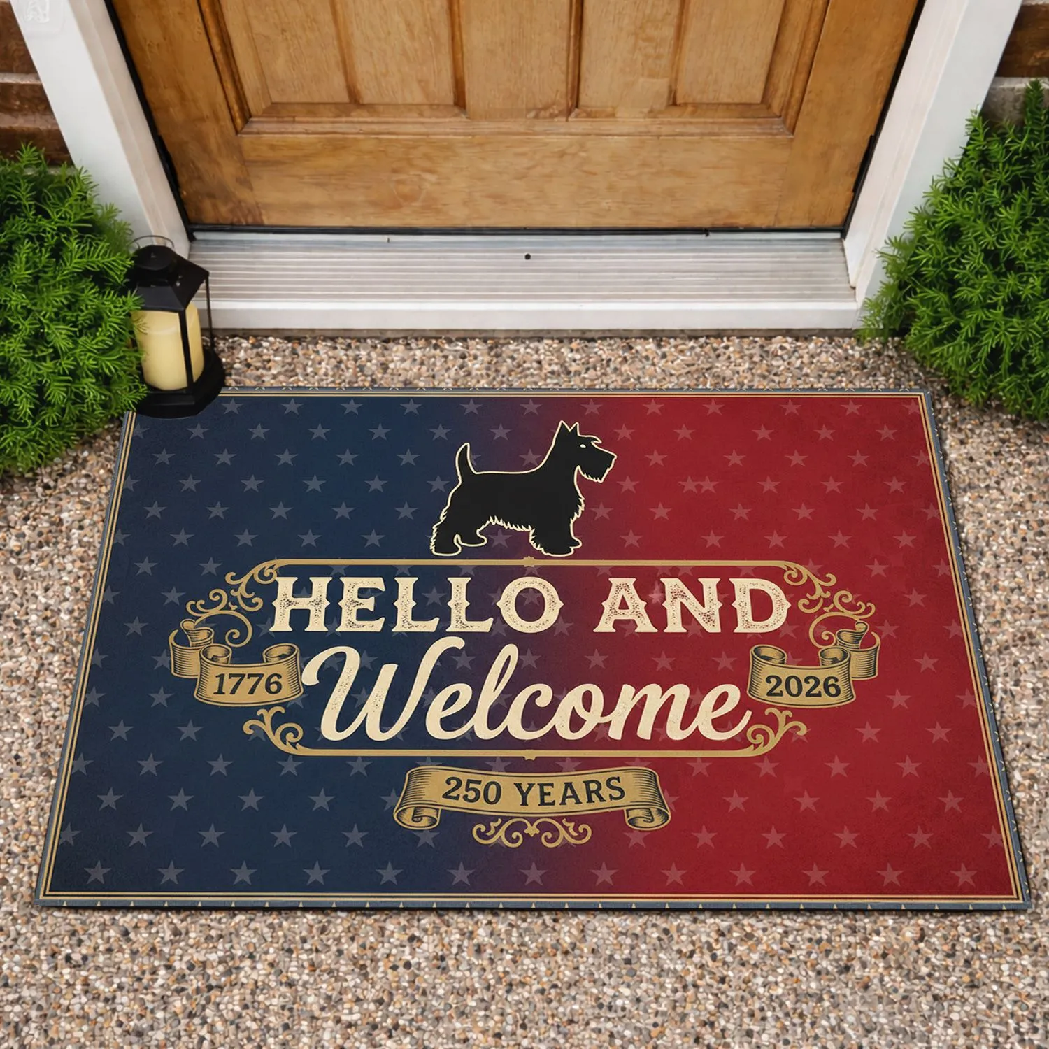 Scottish Terrier Welcome Patriotic 1776-2026 - USA 250th Anniversary Independence Day Doormat - 1