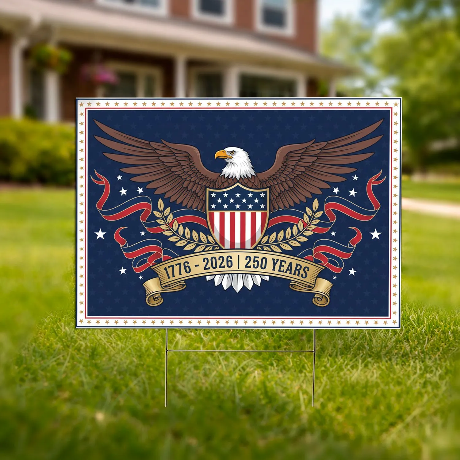 Bald Eagle American Flag 1776-2026 - USA 250th Anniversary Patriotic Gift for Veterans Yard Sign - 1