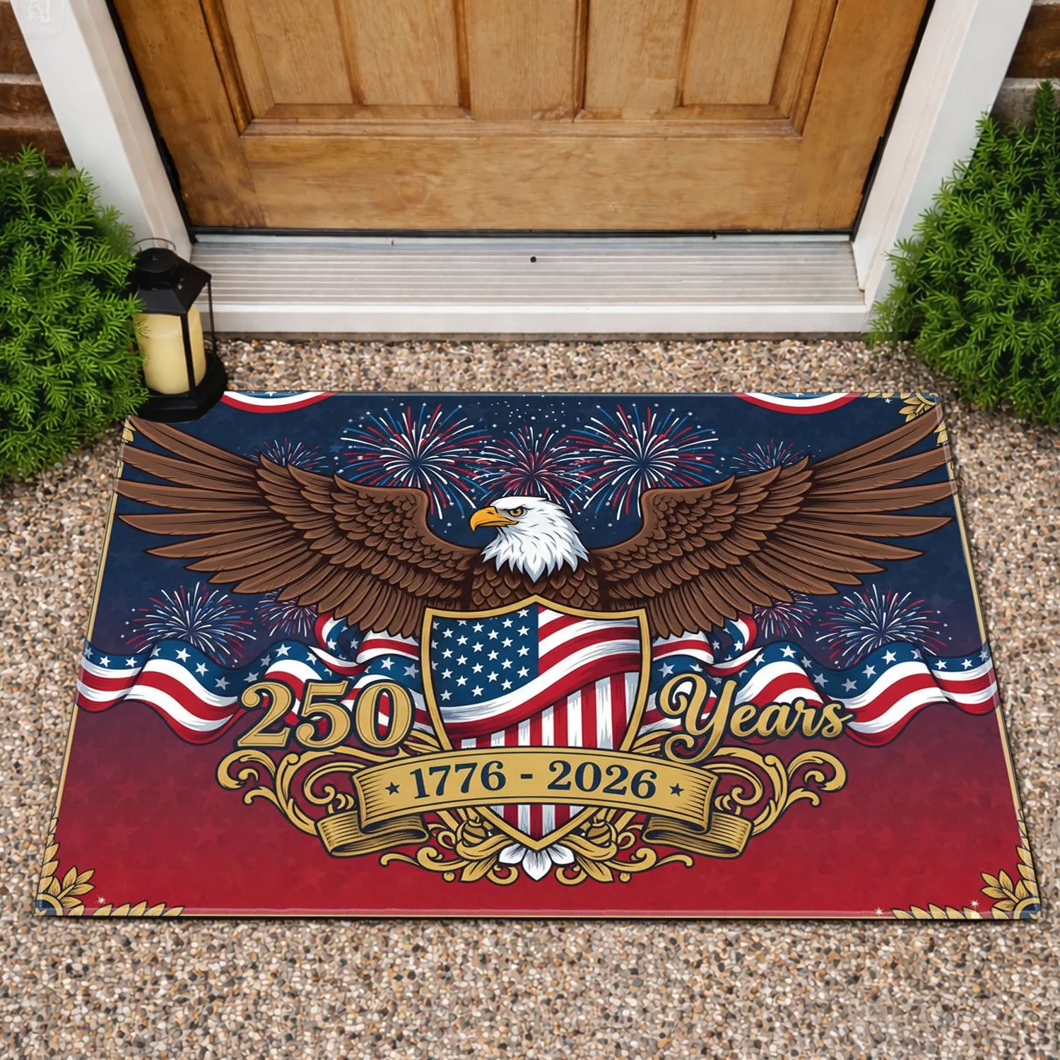 Bald Eagle American Flag 1776-2026 - USA 250 Years of Freedom Celebration Doormat - 1