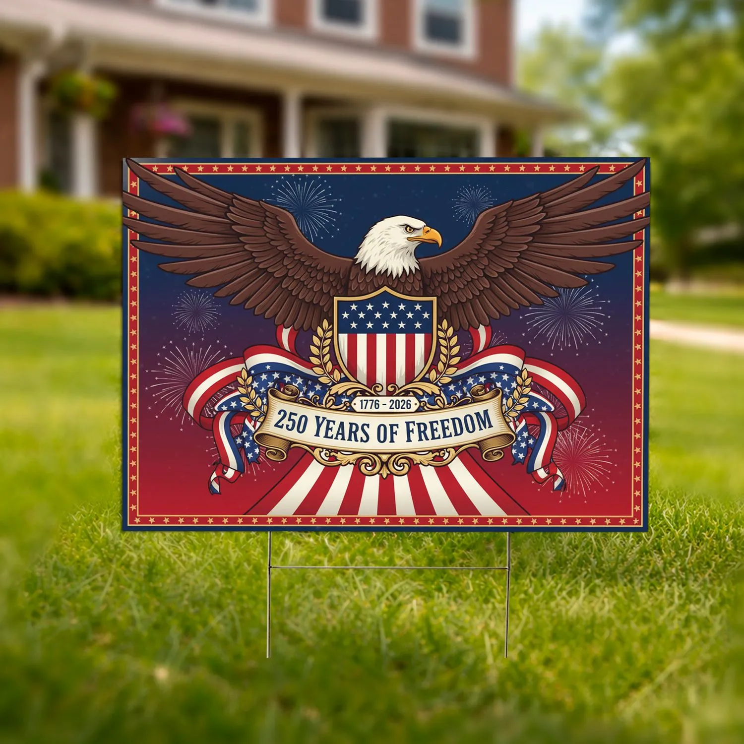 Bald Eagle American Flag 1776-2026 - USA 250th Anniversary Independence Day Gift for Dad Yard Sign - 1