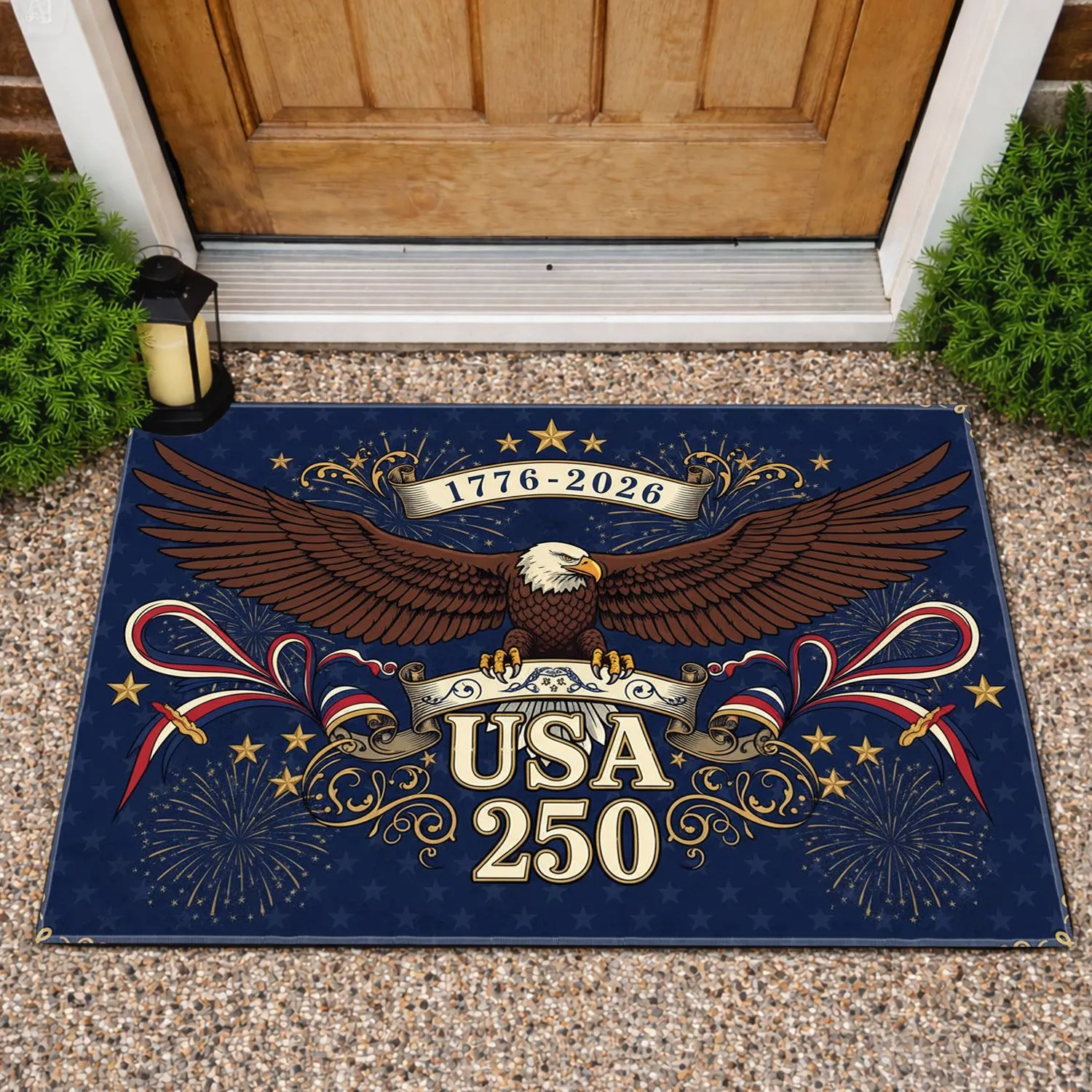 Bald Eagle American Flag 1776-2026 - USA 250th Anniversary Patriotic Gift for Veterans Doormat - 1