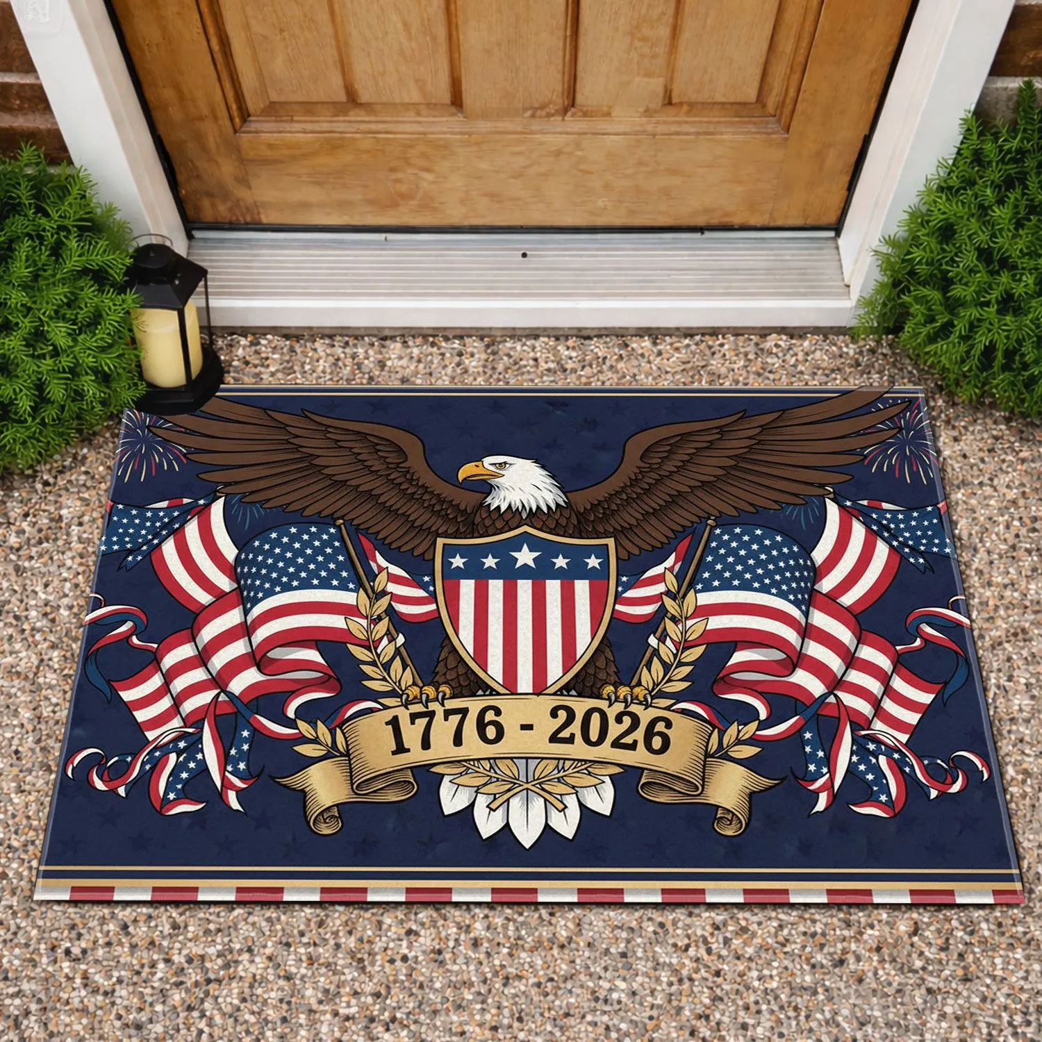 Bald Eagle American Flag Liberty Shield 1776-2026 - USA 250th Anniversary Independence Day Doormat - 1