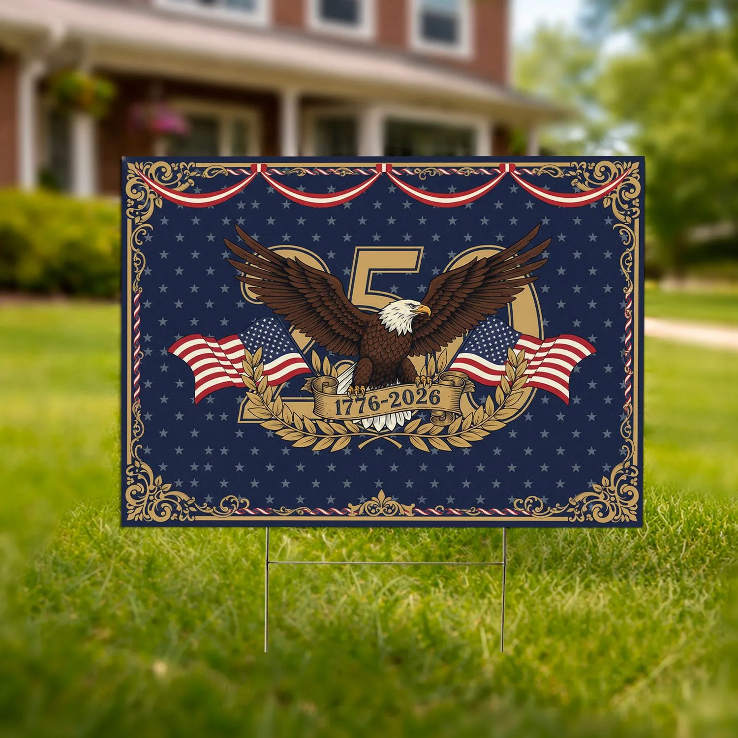 Bald Eagle American Flag 1776-2026 - USA 250th Anniversary Independence Day Gift for Veterans Yard Sign - 1