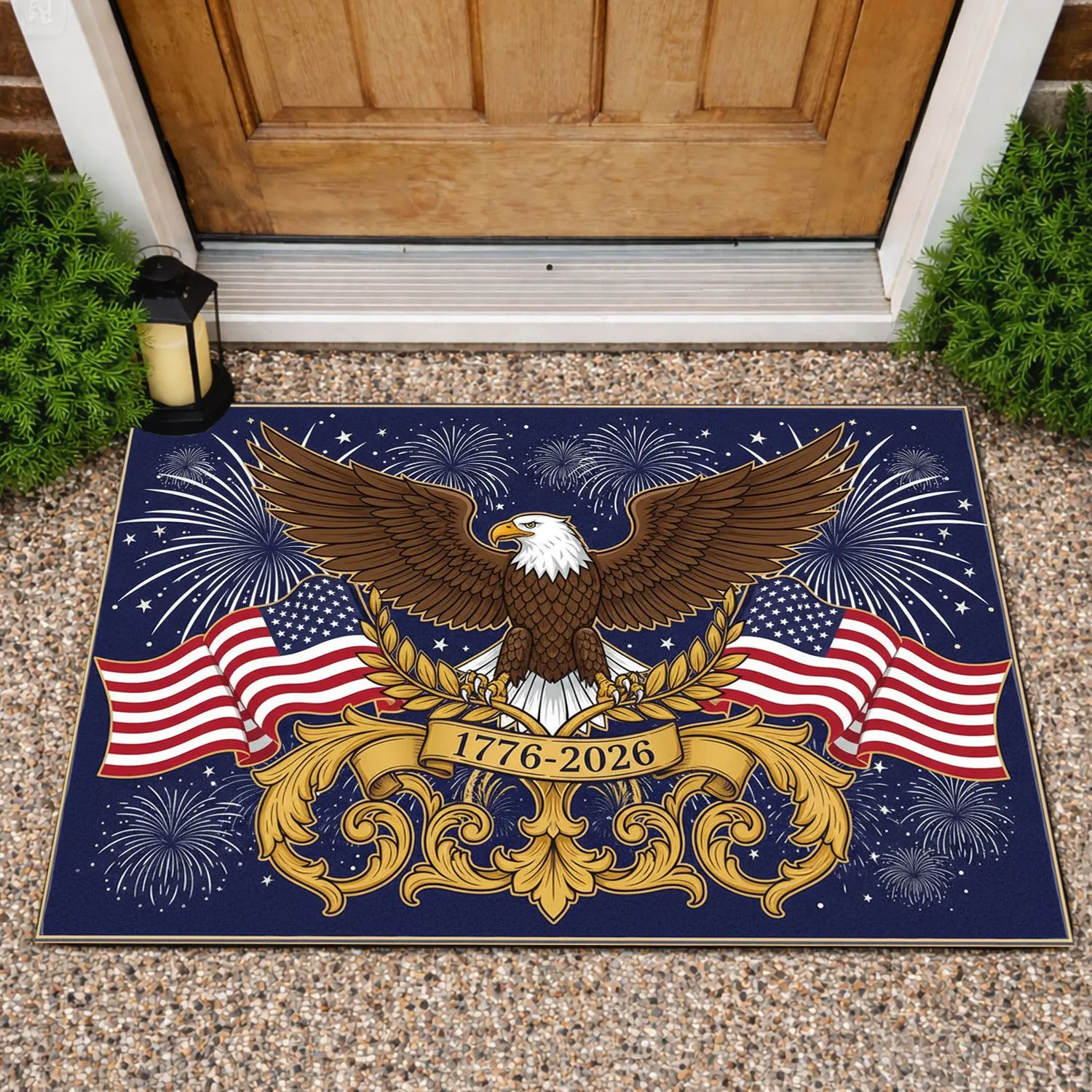 Bald Eagle American Flag 1776-2026 - USA 250th Anniversary Patriotic Gift for Veterans Doormat - 1